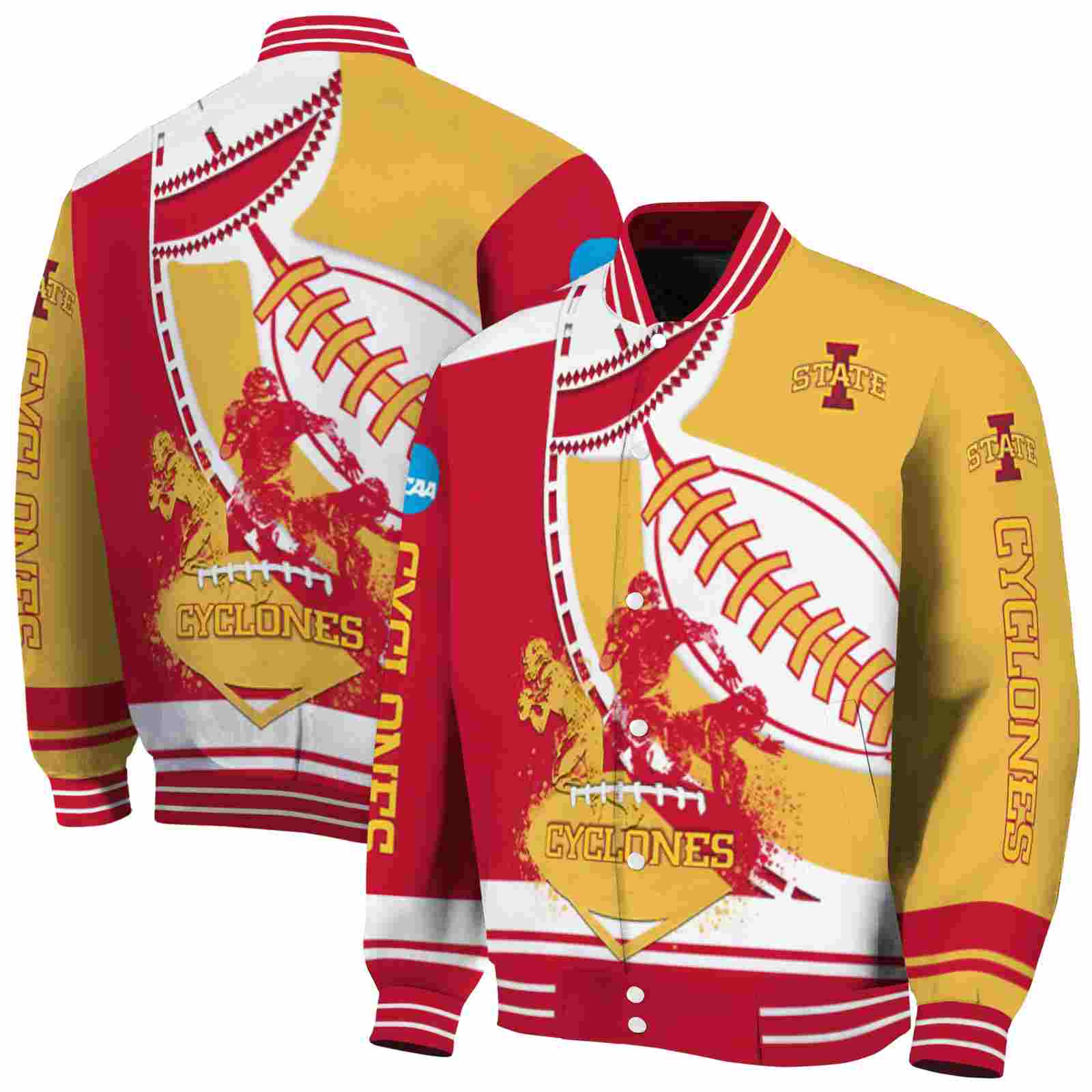 Ncaa Iowa State Cyclones Baseball Stitching Gold White Custom Baseball Jacket Sport Fans Gear