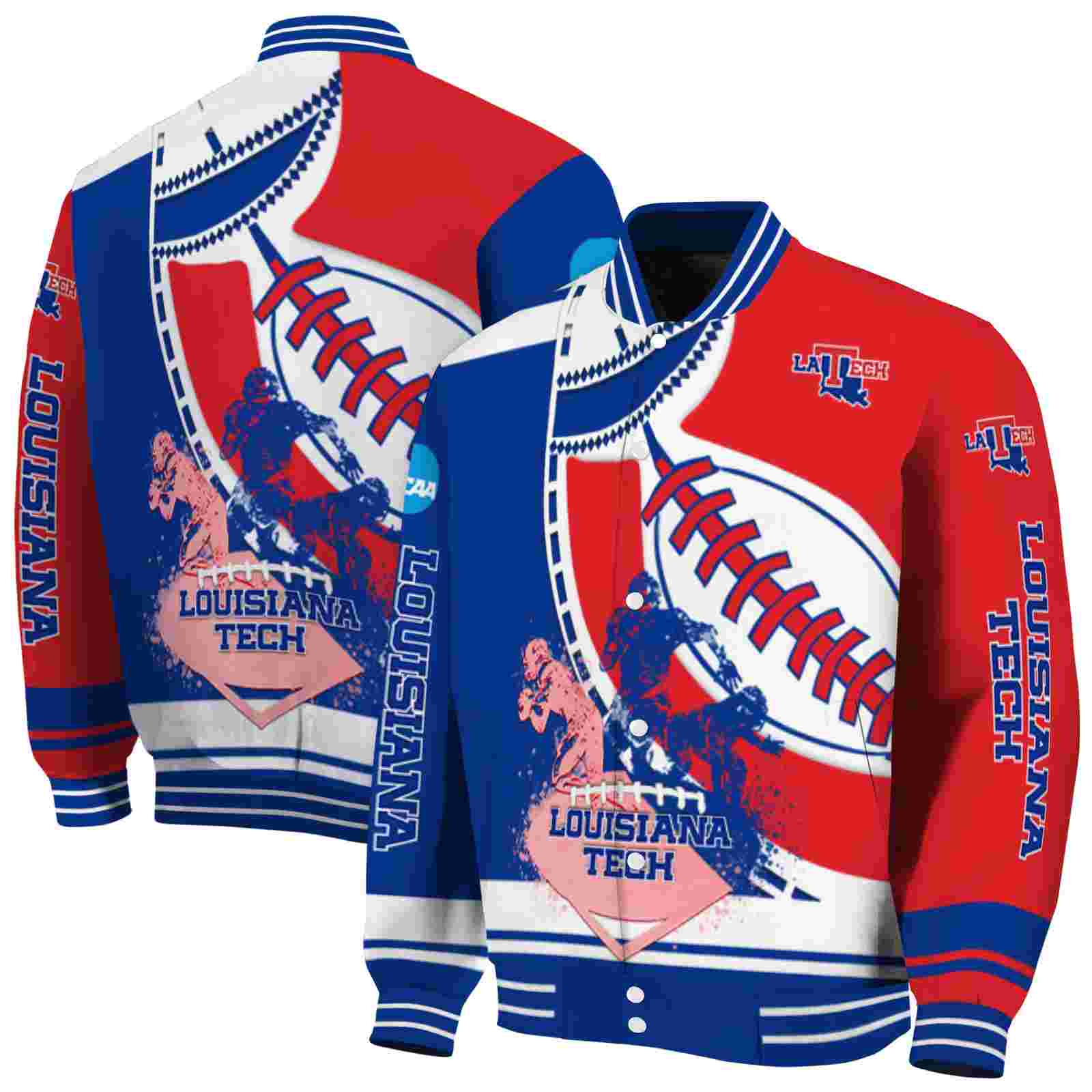 Ncaa LA Tech Baseball Stitching Red White Custom Baseball Jacket Sport Fans Gear