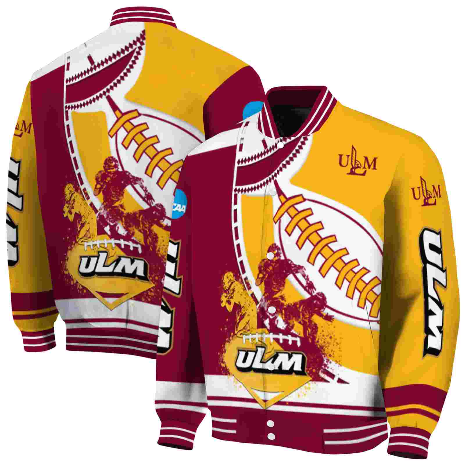 Ncaa Louisiana-Monroe Warhawks Baseball Stitching Gold White Custom Baseball Jacket Sport Fans Gear