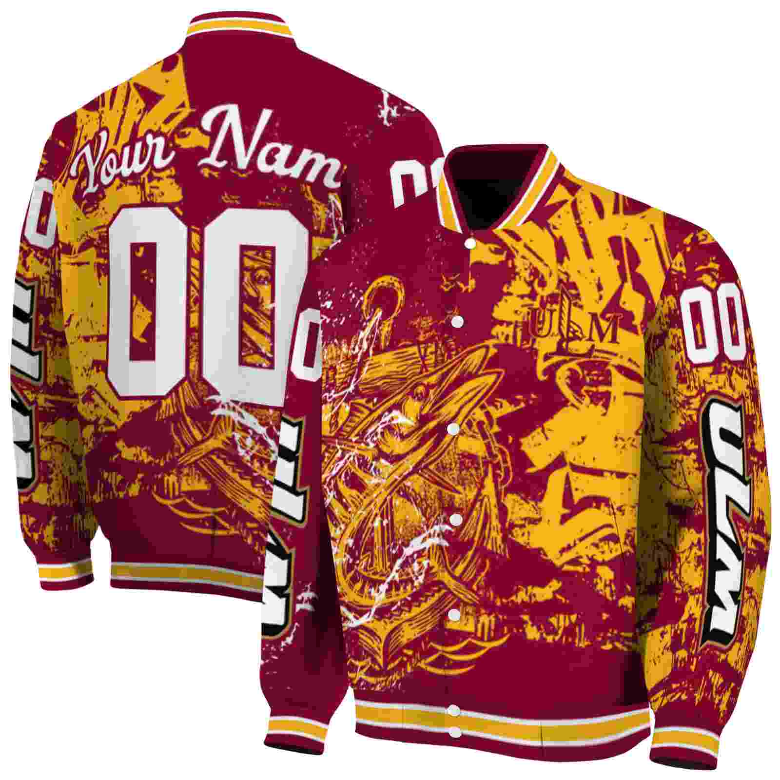 Ncaa Louisiana-Monroe Warhawks Fishing Art Red Custom Baseball Jacket Sport Fans Gear