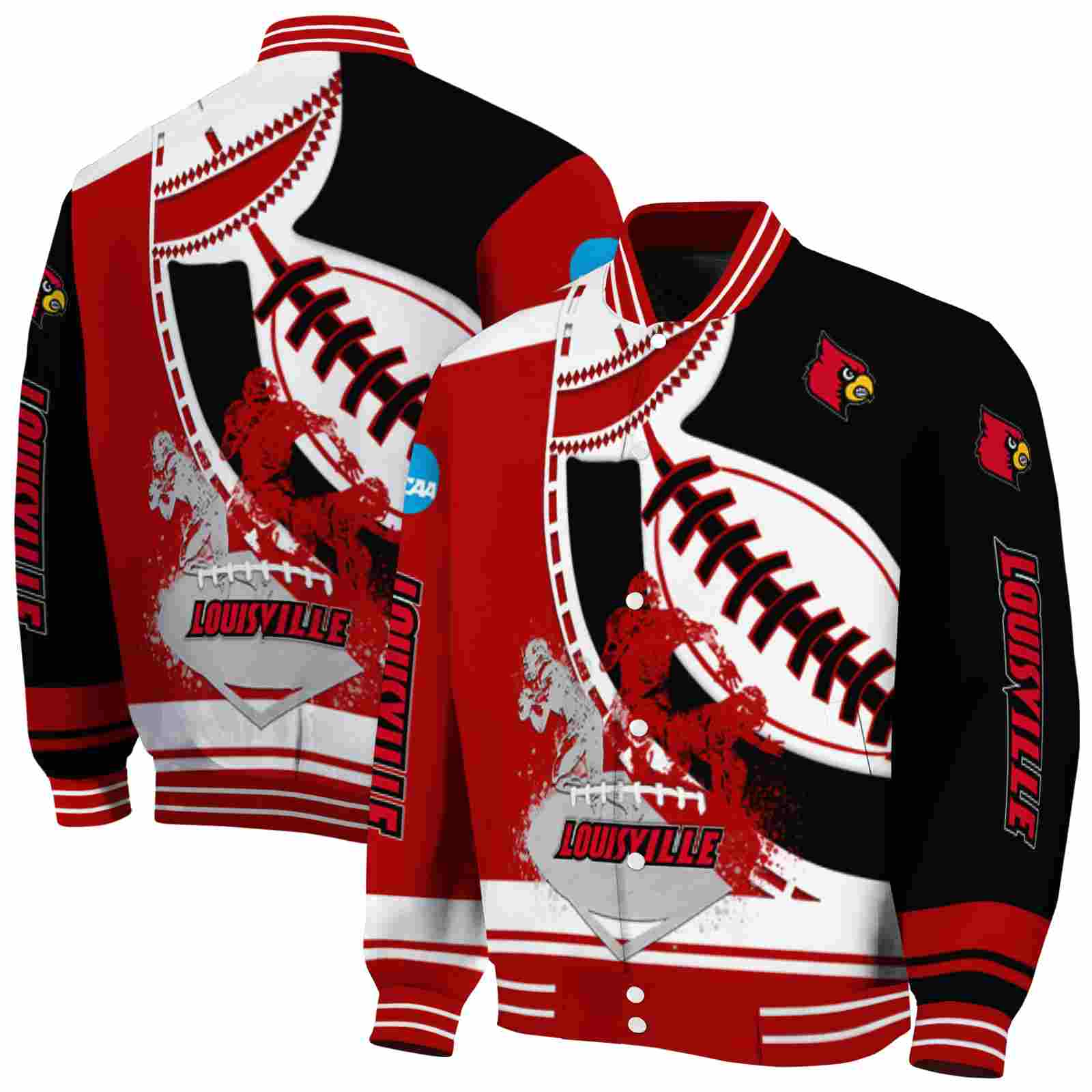 Ncaa Louisville Cardinals Baseball Stitching Black White Custom Baseball Jacket Sport Fans Gear