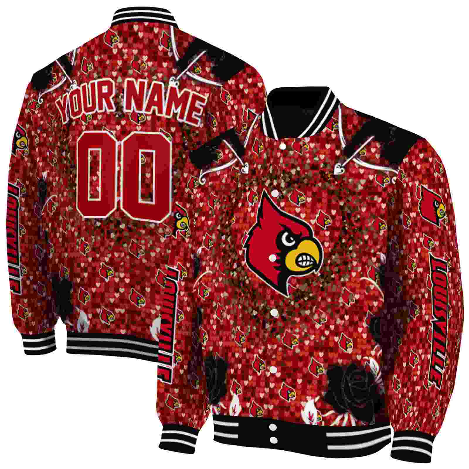 Ncaa Louisville Cardinals Heart Explosion Red Custom Baseball Jacket Sport Fans Gear