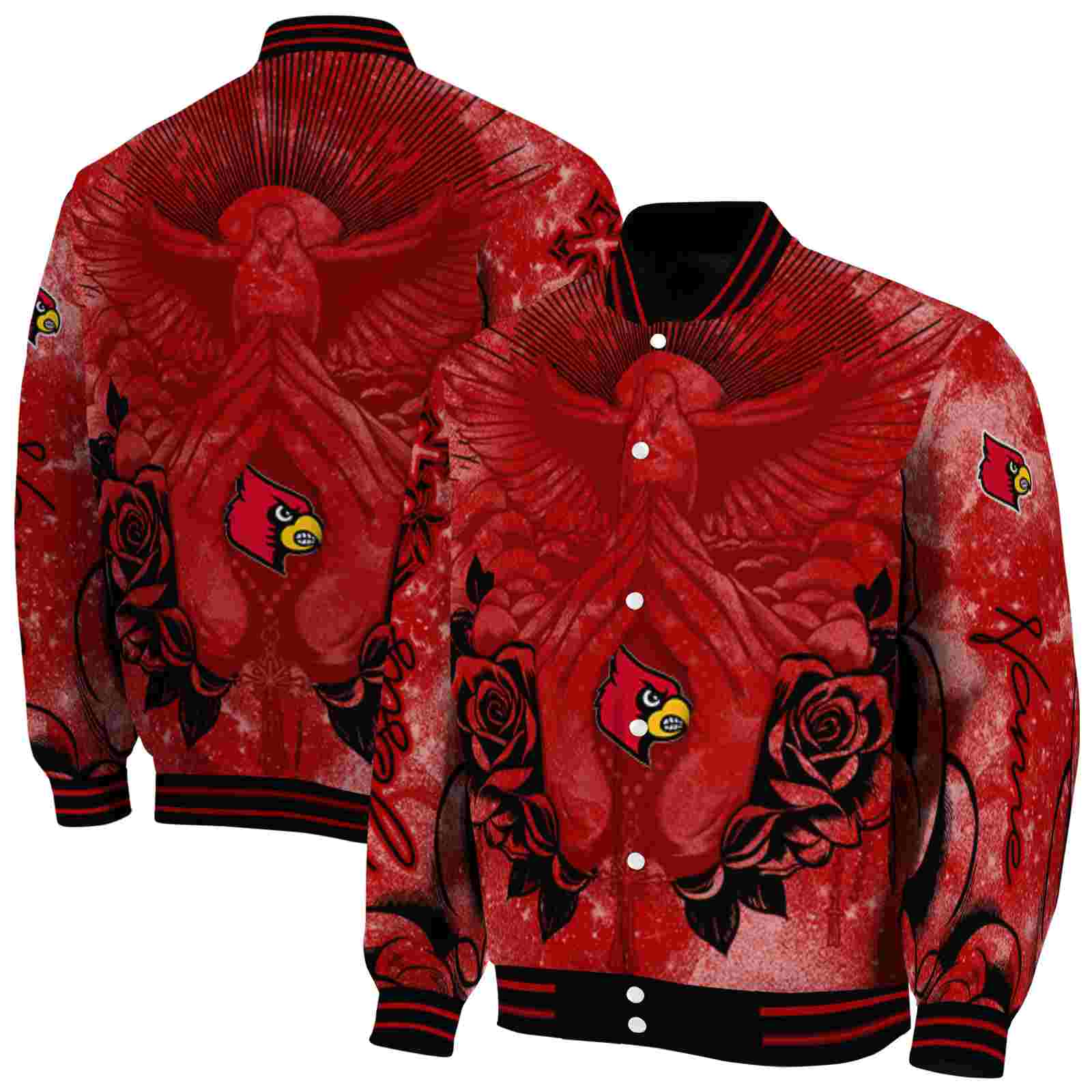 Ncaa Louisville Cardinals Praying Hands Red Custom Baseball Jacket Sport Fans Gear