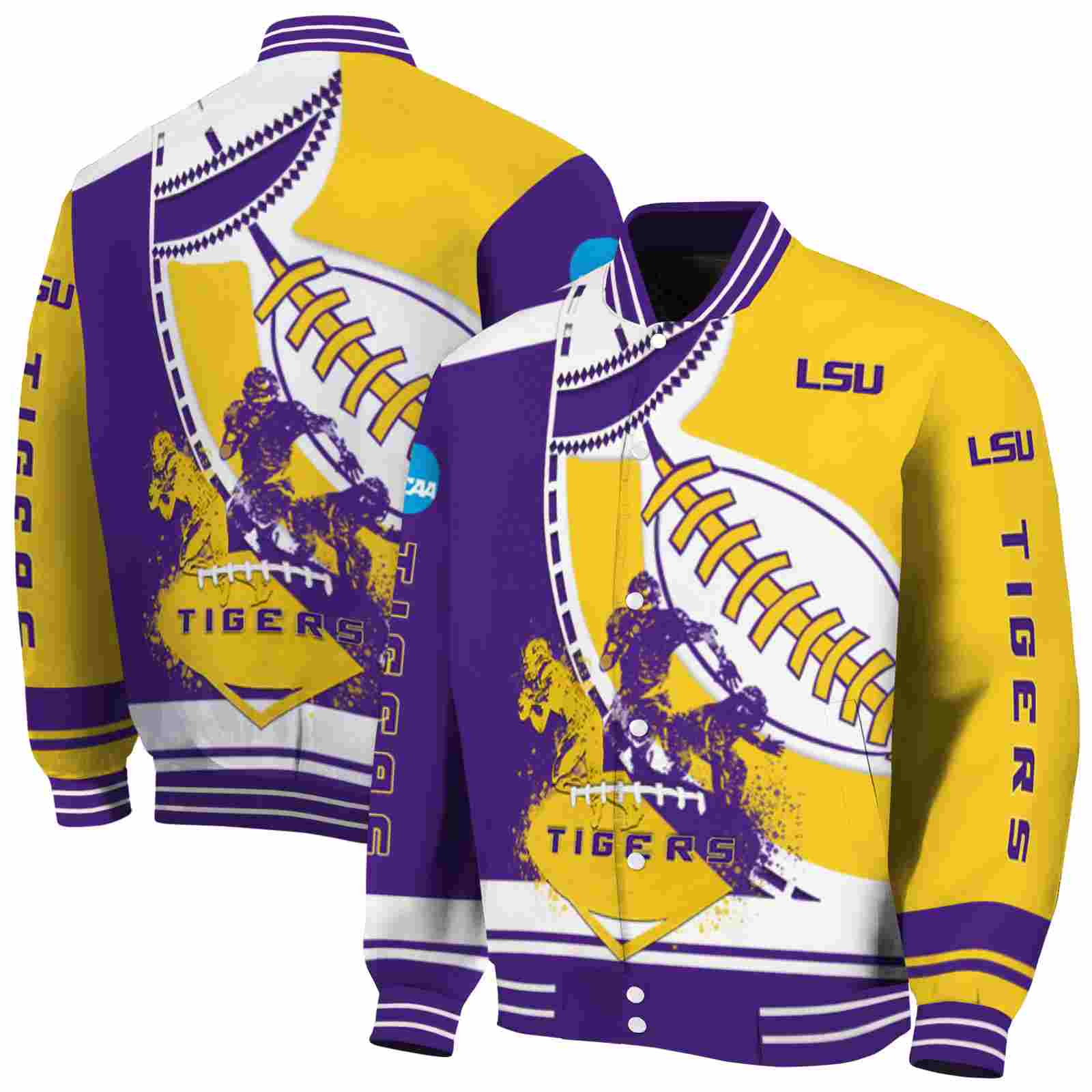 Ncaa LSU Tigers Baseball Stitching Gold White Custom Baseball Jacket Sport Fans Gear