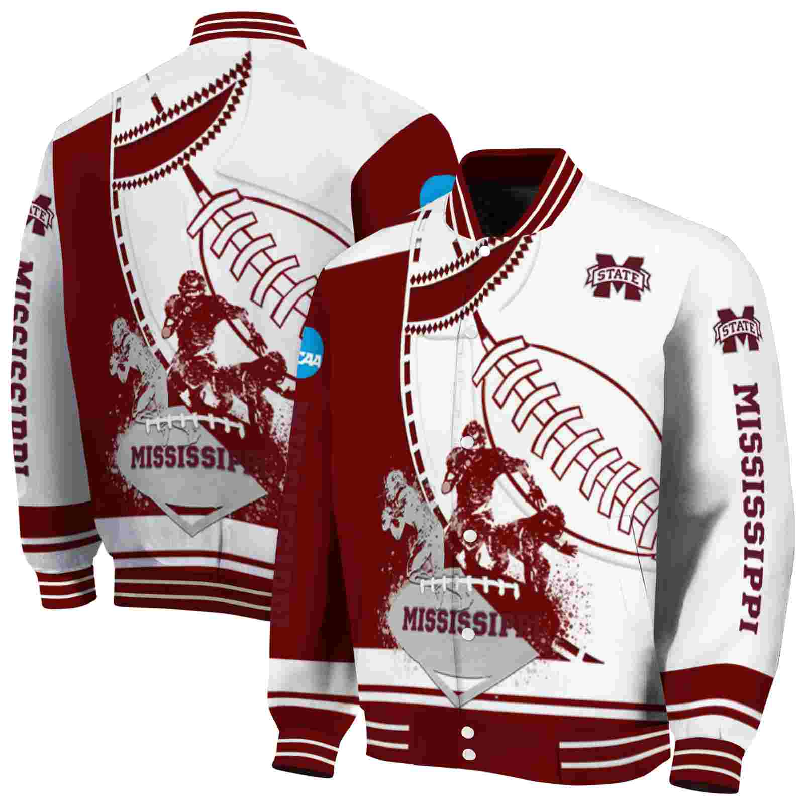 Ncaa Mississippi State Bulldogs Baseball Stitching White Custom Baseball Jacket Sport Fans Gear