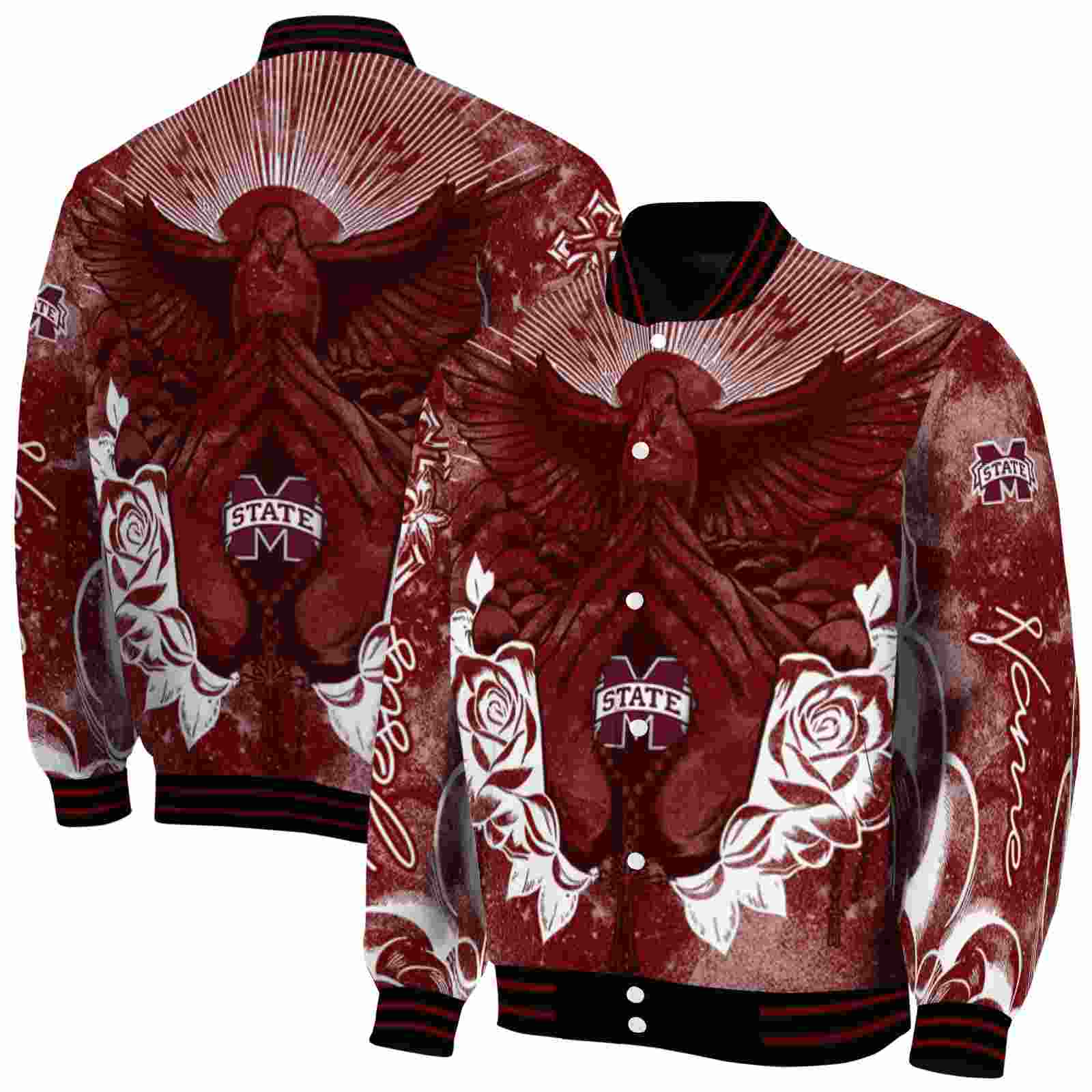 Ncaa Mississippi State Bulldogs Praying Hands Maroon Custom Baseball Jacket Sport Fans Gear