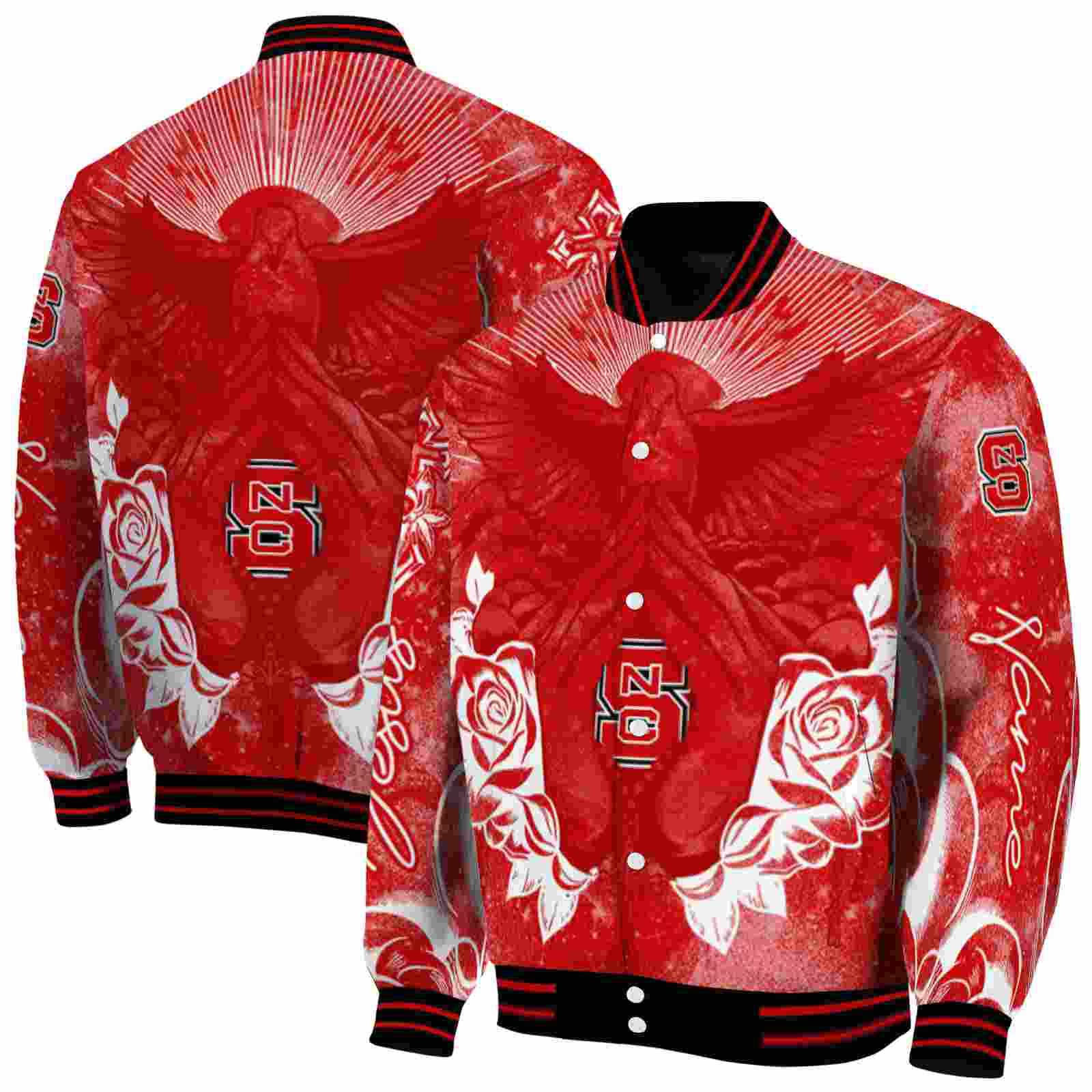 Ncaa NC State Wolfpack Praying Hands Red Custom Baseball Jacket Sport Fans Gear