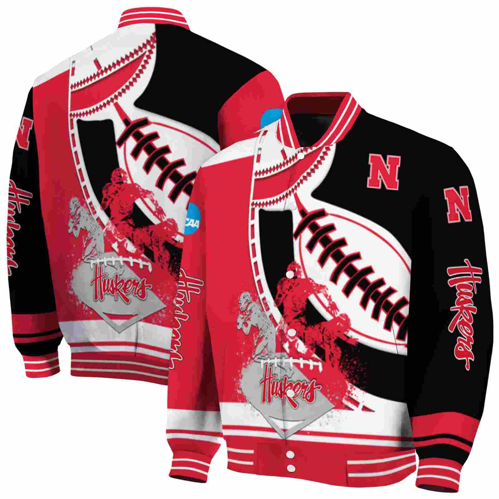Ncaa Nebraska Cornhuskers Baseball Stitching Black White Custom Baseball Jacket Sport Fans Gear
