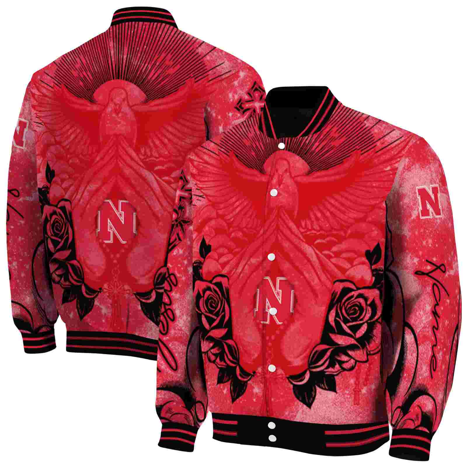 Ncaa Nebraska Cornhuskers Praying Hands Red Custom Baseball Jacket Sport Fans Gear