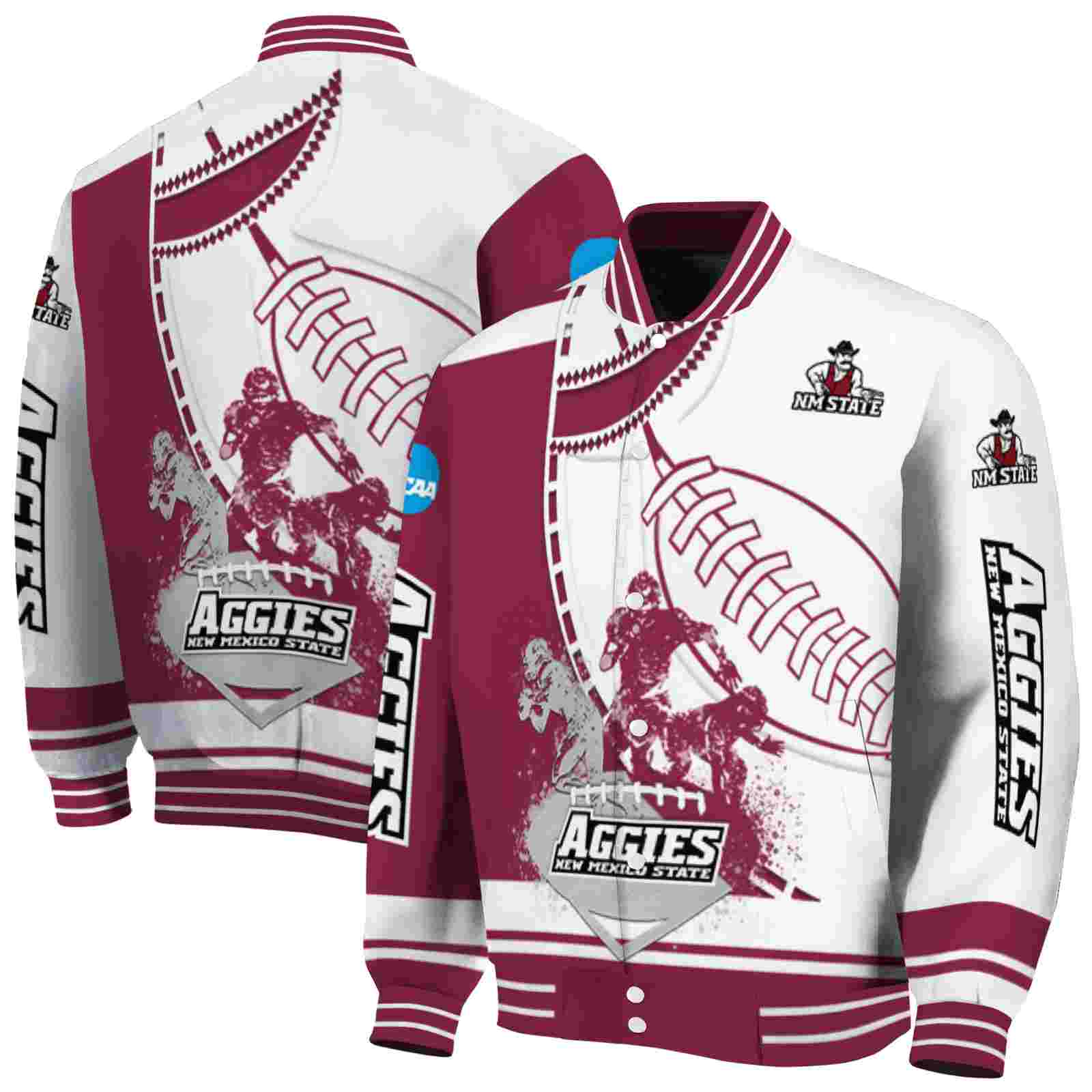 Ncaa New Mexico State Aggies Baseball Stitching White Custom Baseball Jacket Sport Fans Gear