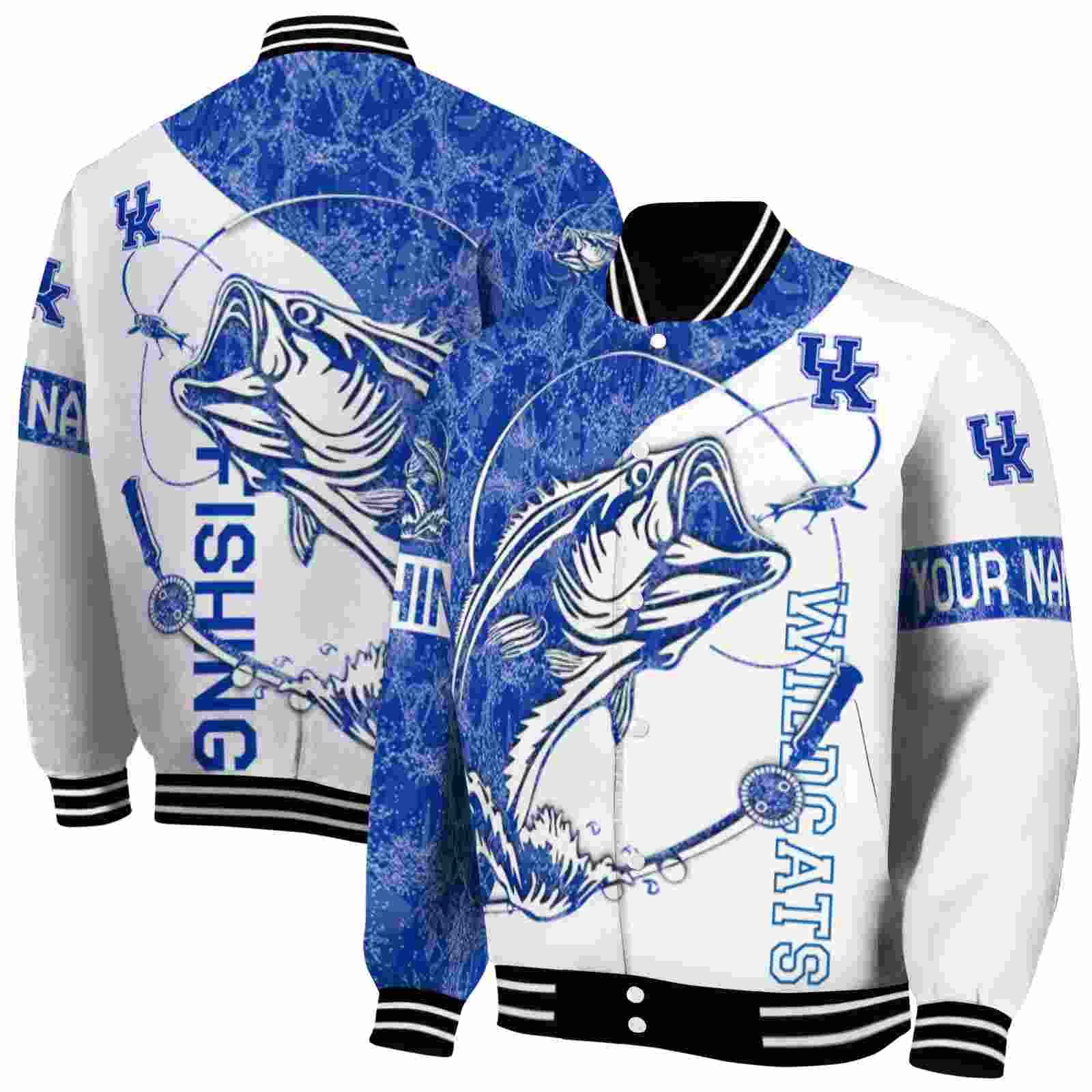 Ncaa Personalized Kentucky Wildcats Fishing Rod White Custom Baseball Jacket Sport Fans Gear