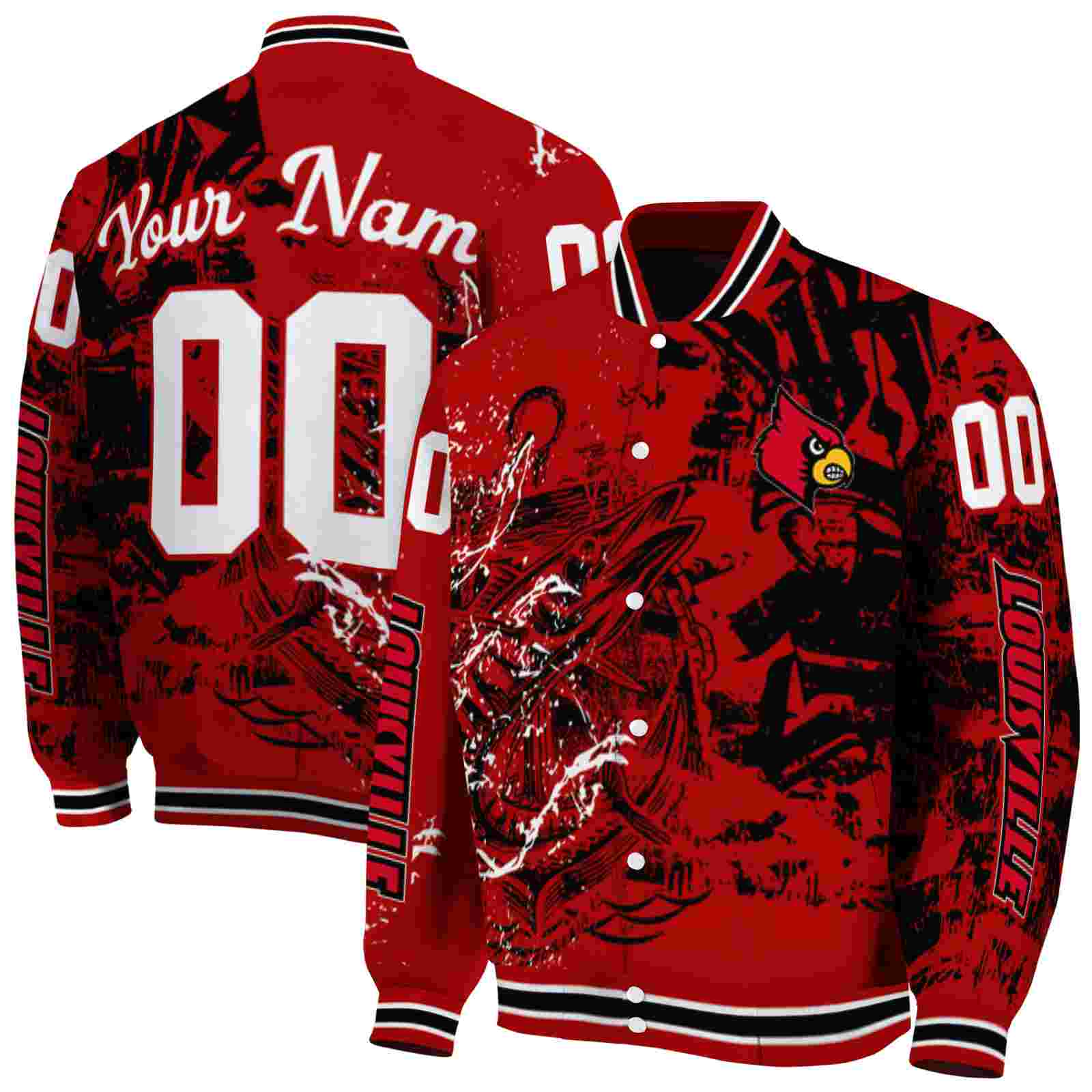 Ncaa Personalized Louisville Cardinals Fishing Art Red Custom Baseball Jacket Sport Fans Gear