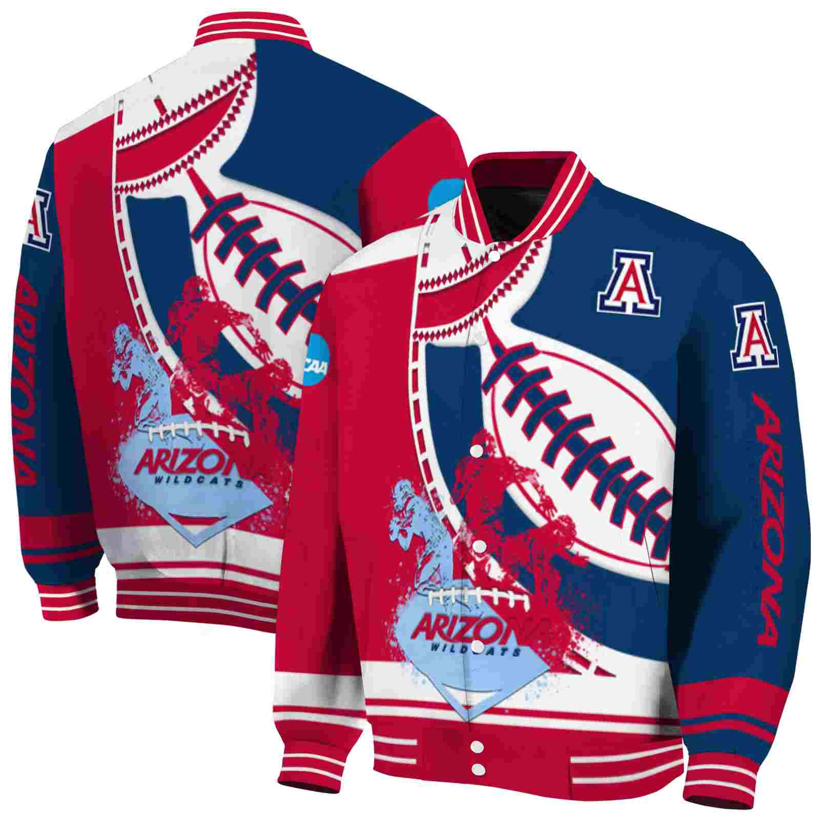 NcaaArizona Wildcats Baseball Stitching Navy White Custom Baseball Jacket Sport Fans Gear