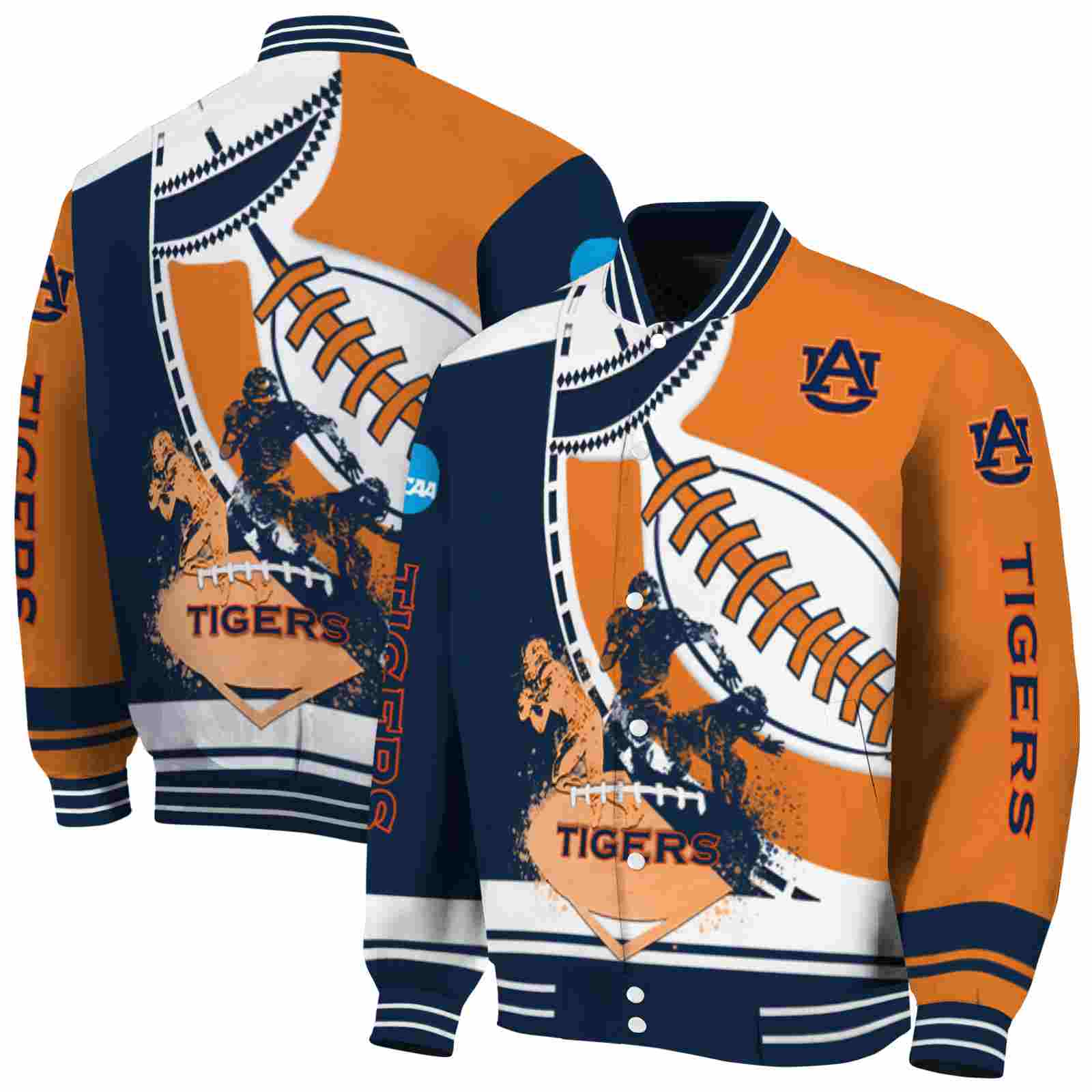 NcaaAuburn Tigers Baseball Stitching Orange White Custom Baseball Jacket Sport Fans Gear