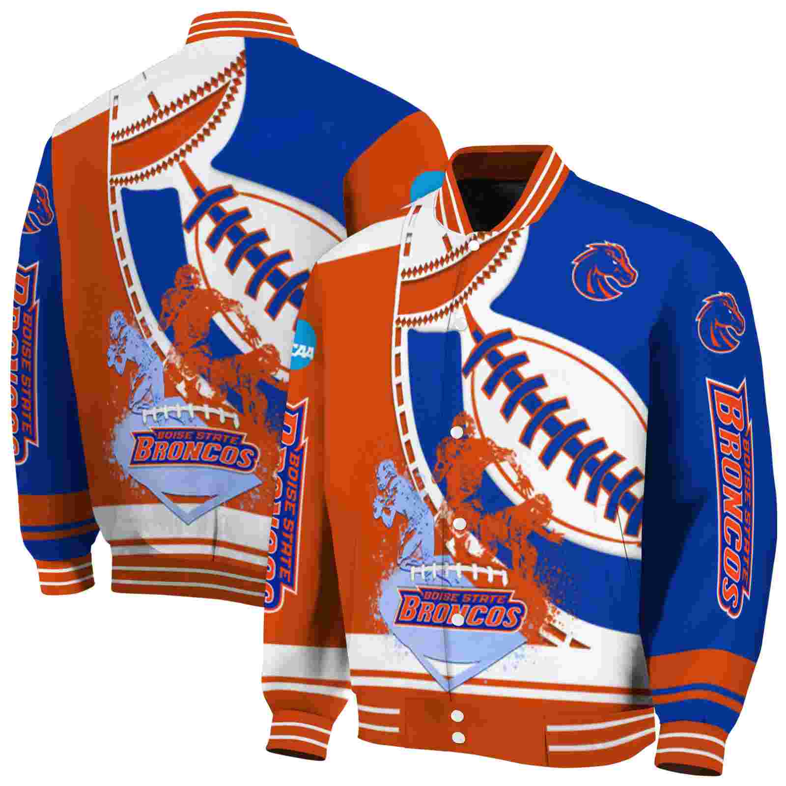 NcaaBoise State Broncos Baseball Stitching Blue White Custom Baseball Jacket Sport Fans Gear