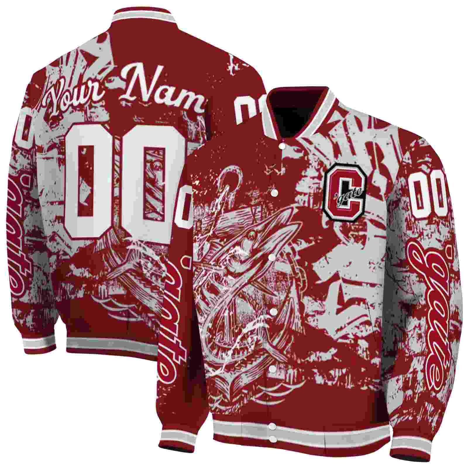 NcaaColgate Raiders Fishing Art Maroon Custom Baseball Jacket Sport Fans Gear