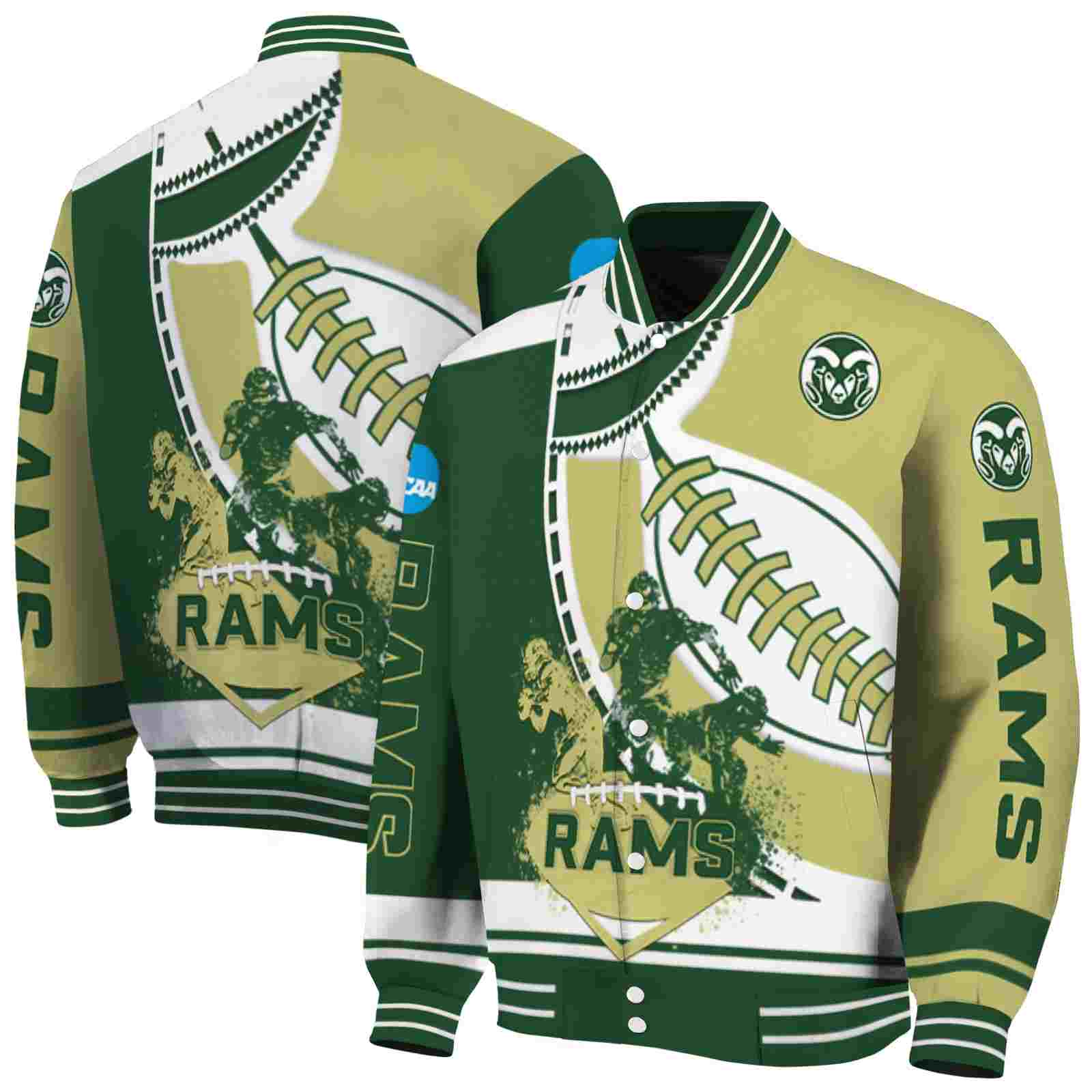 NcaaColorado State Rams Baseball Stitching Gold White Custom Baseball Jacket Sport Fans Gear