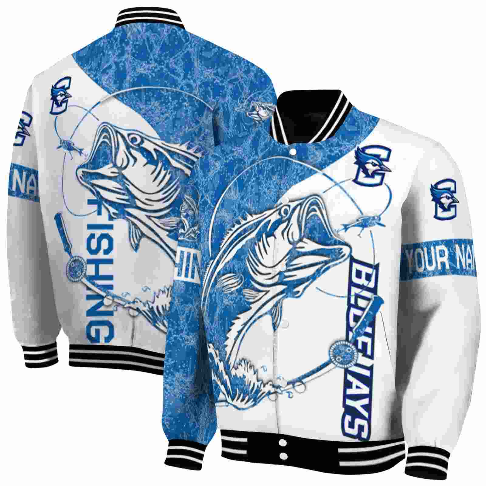 NcaaCreighton Bluejays Fishing Rod White Custom Baseball Jacket Sport Fans Gear