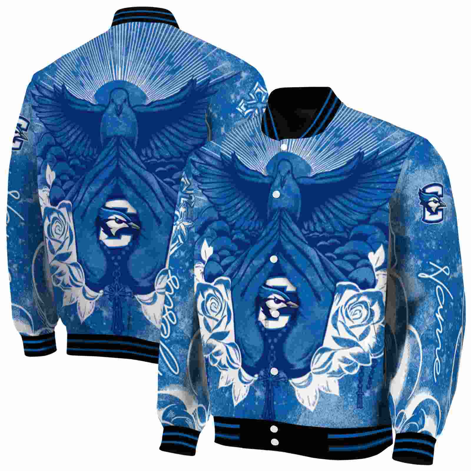 NcaaCreighton Bluejays Praying Hands Blue Custom Baseball Jacket Sport Fans Gear
