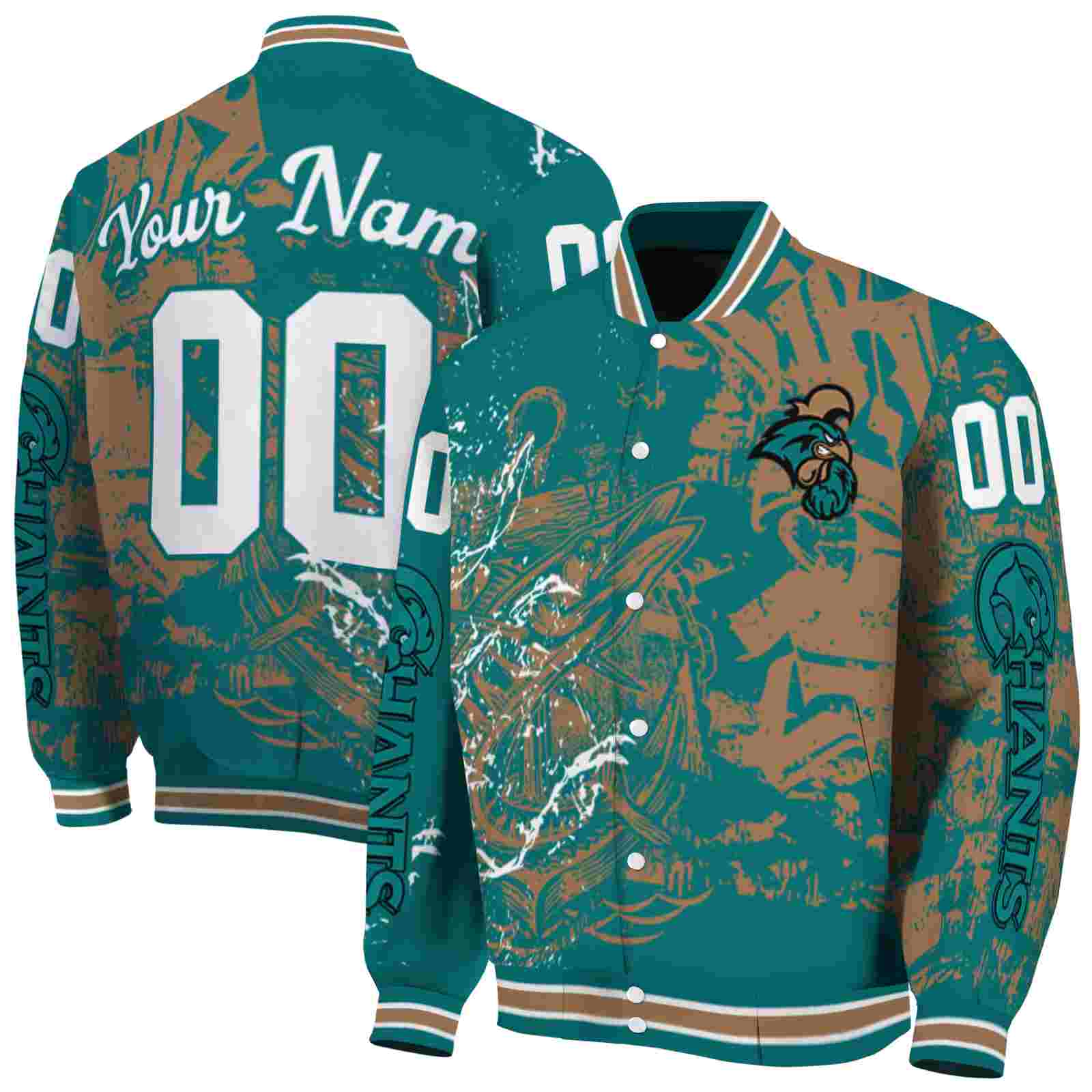 NcaaCustomized Coastal Carolina Chanticleers Fishing Art Green Custom Baseball Jacket Sport Fans Gear
