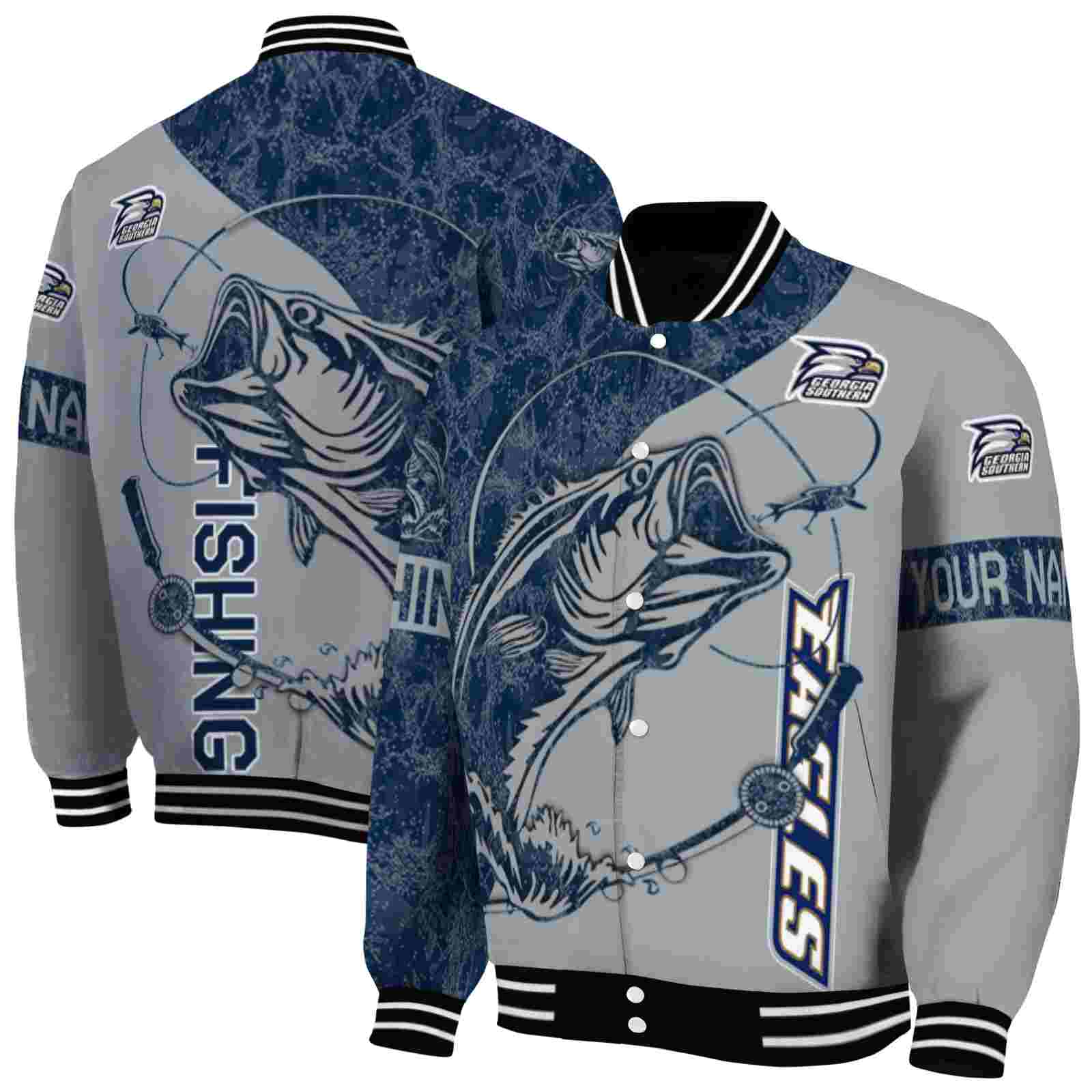 NcaaCustomized Georgia Southern Eagles Fishing Rod Grey Custom Baseball Jacket Sport Fans Gear