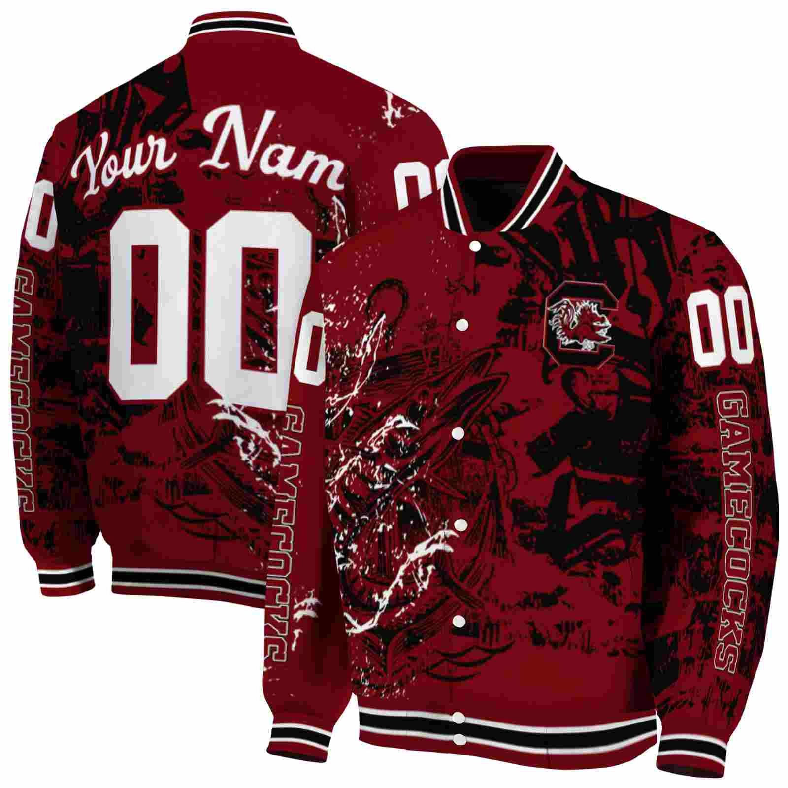 NcaaCustomized South Carolina Gamecocks Fishing Art Garnet Custom Baseball Jacket Sport Fans Gear