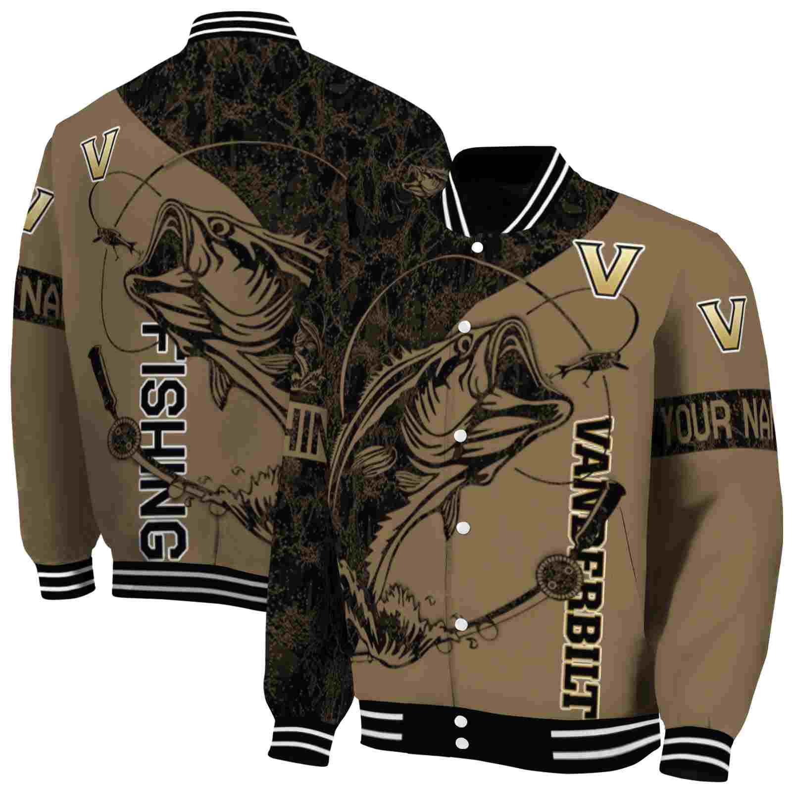 NcaaCustomized Vanderbilt Commodores Fishing Rod Gold Custom Baseball Jacket Sport Fans Gear
