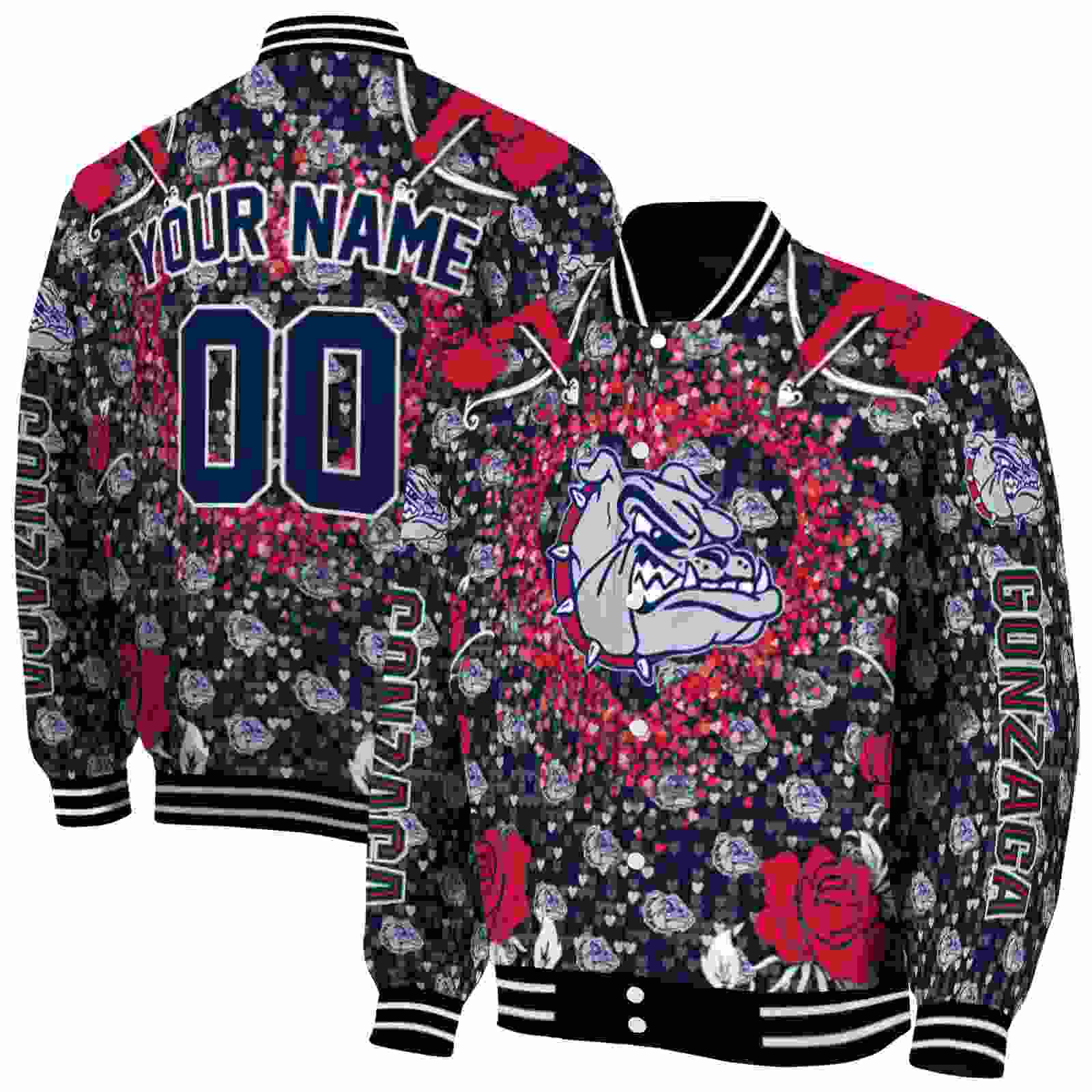 NcaaGonzaga Bulldogs Heart Explosion Blue Custom Baseball Jacket Sport Fans Gear
