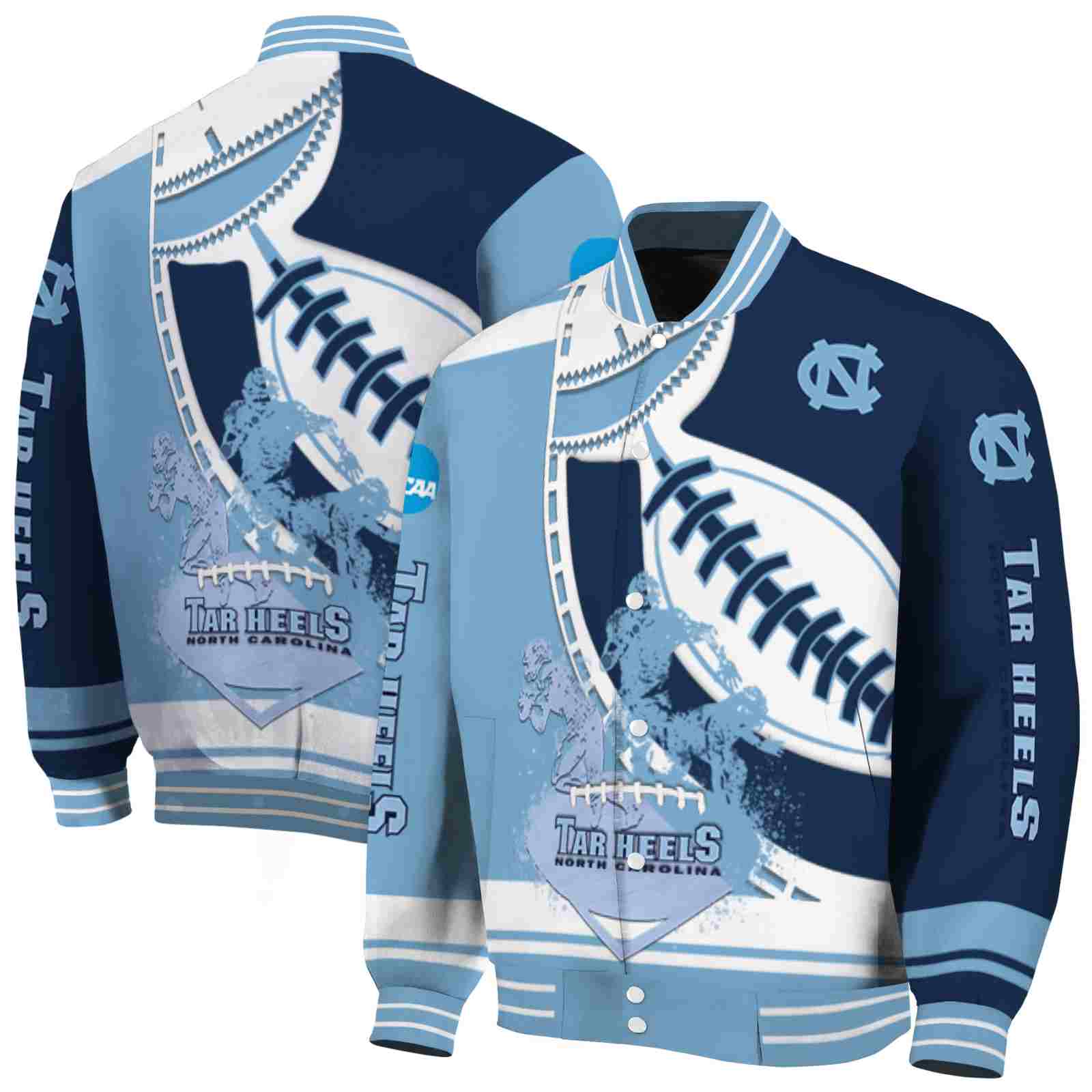 NcaaNorth Carolina Tar Heels Baseball Stitching Navy Blue White Custom Baseball Jacket Sport Fans Gear