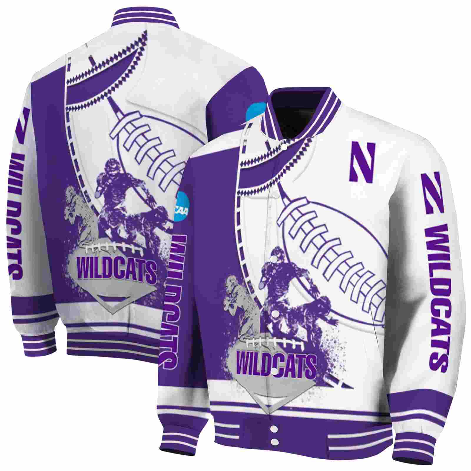 NcaaNorthwestern Wildcats Baseball Stitching White Custom Baseball Jacket Sport Fans Gear