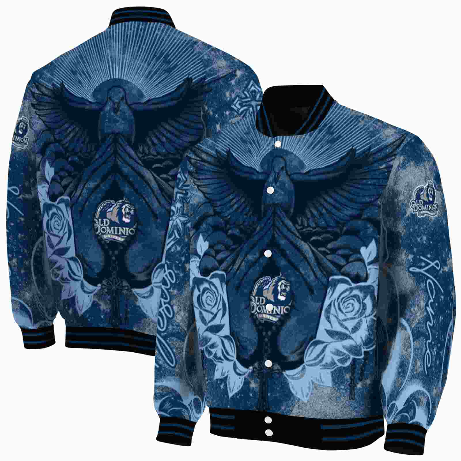 NcaaOld Dominion Monarchs Praying Hands Blue Custom Baseball Jacket Sport Fans Gear