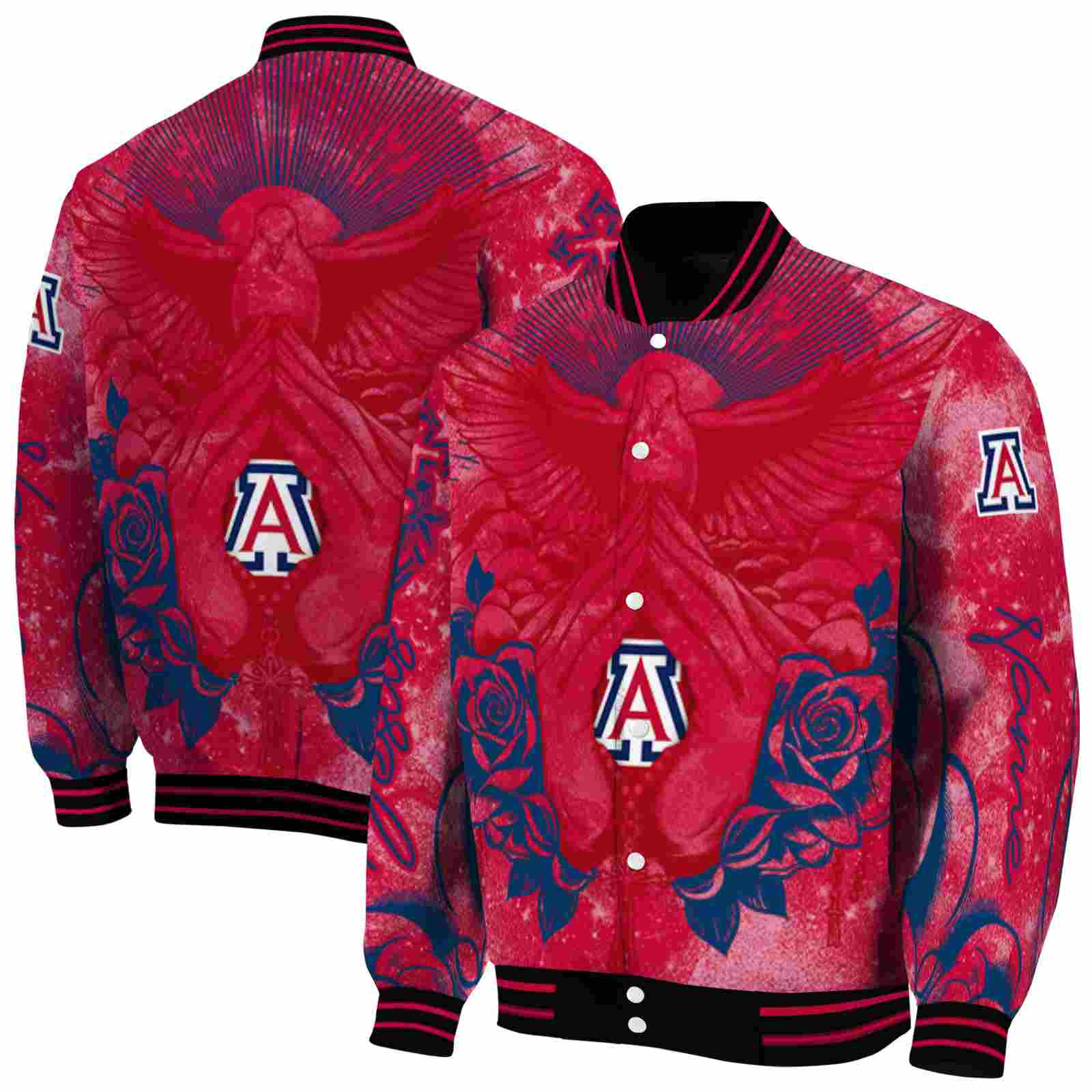 NcaaPersonalized Arizona Wildcats Praying Hands Red Custom Baseball Jacket Sport Fans Gear