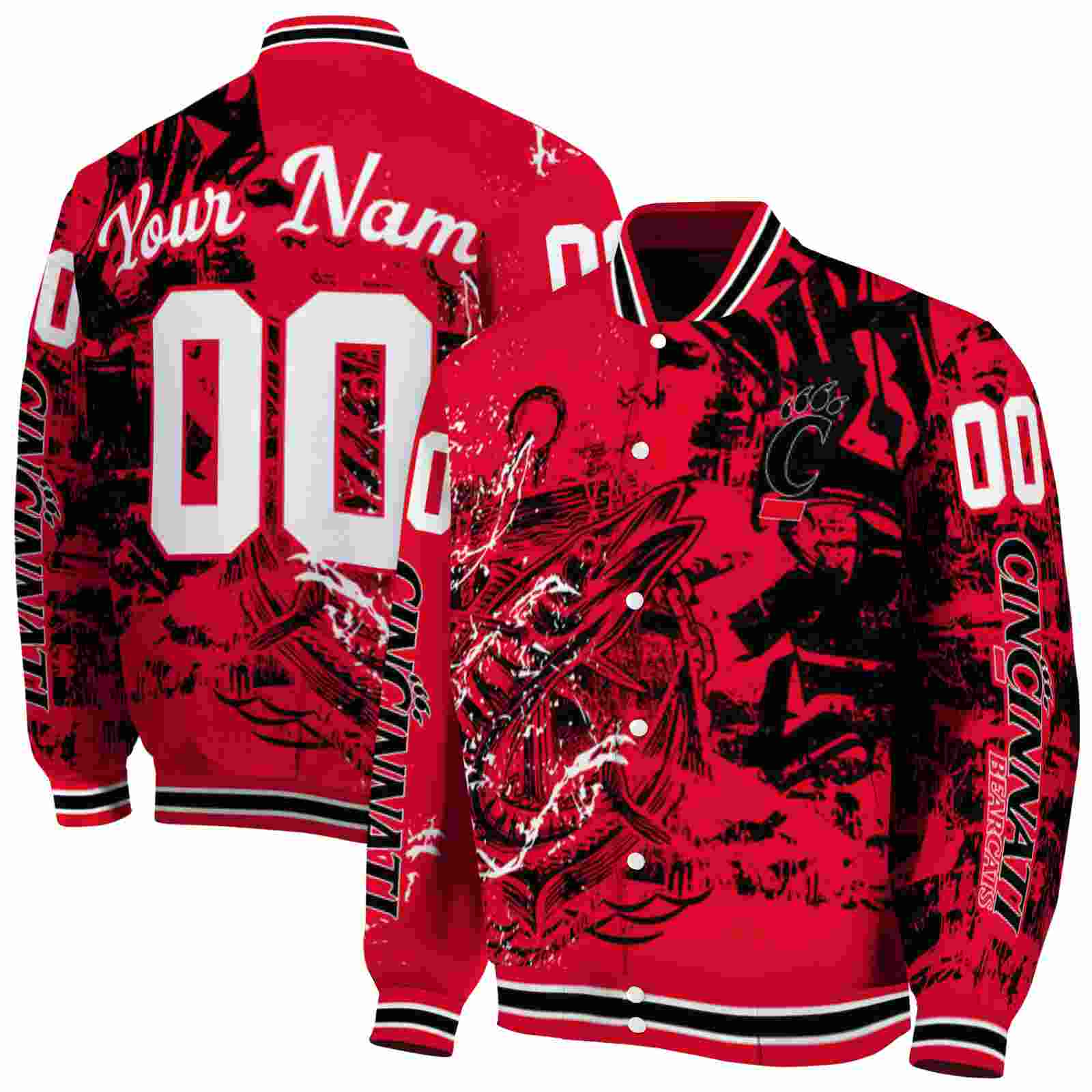 NcaaPersonalized Cincinnati Bearcats Fishing Art Red Custom Baseball Jacket Sport Fans Gear