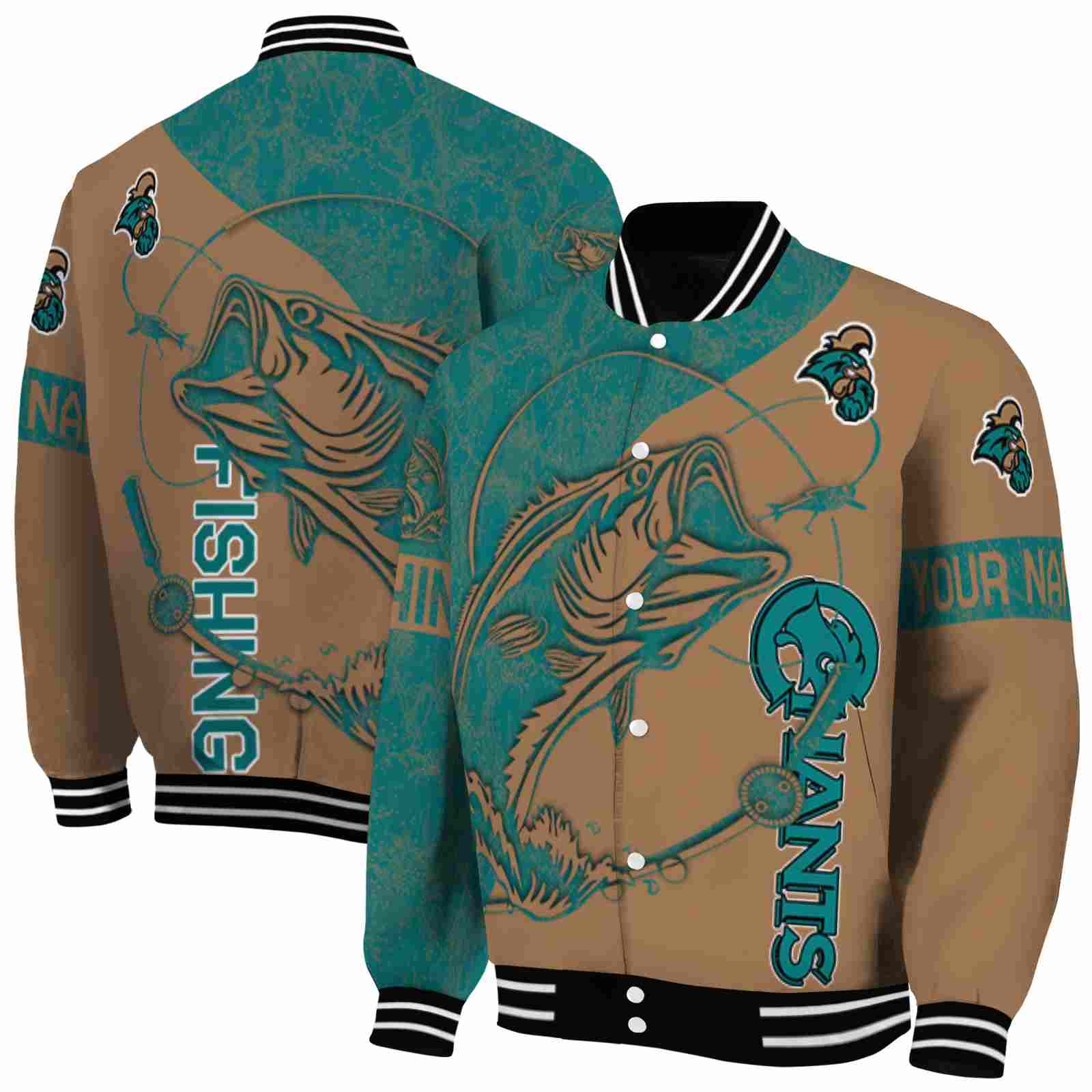 NcaaPersonalized Coastal Carolina Chanticleers Fishing Rod Gold Custom Baseball Jacket Sport Fans Gear