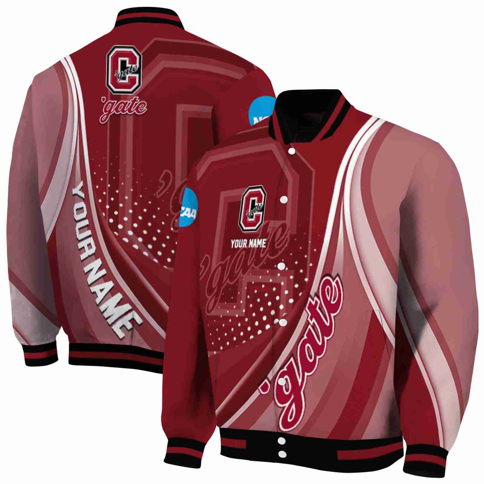 NcaaPersonalized Colgate Raiders Wave Patterns Maroon Custom Baseball Jacket Sport Fans Gear