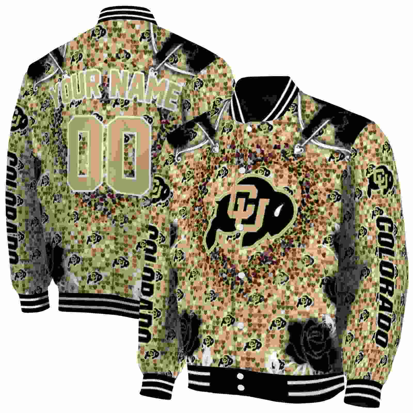 NcaaPersonalized Colorado Buffaloes Heart Explosion Gold Custom Baseball Jacket Sport Fans Gear