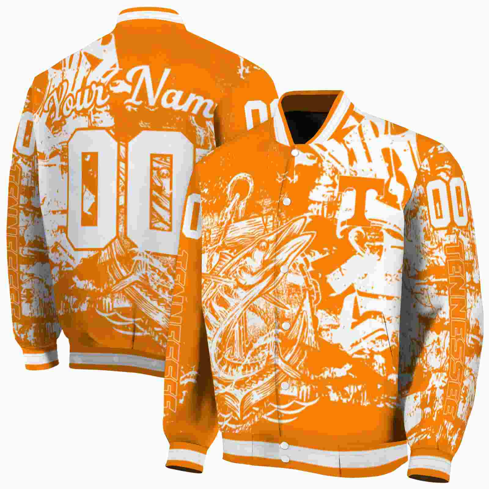 NcaaPersonalized Tennessee Volunteers Fishing Art Orange Custom Baseball Jacket Sport Fans Gear