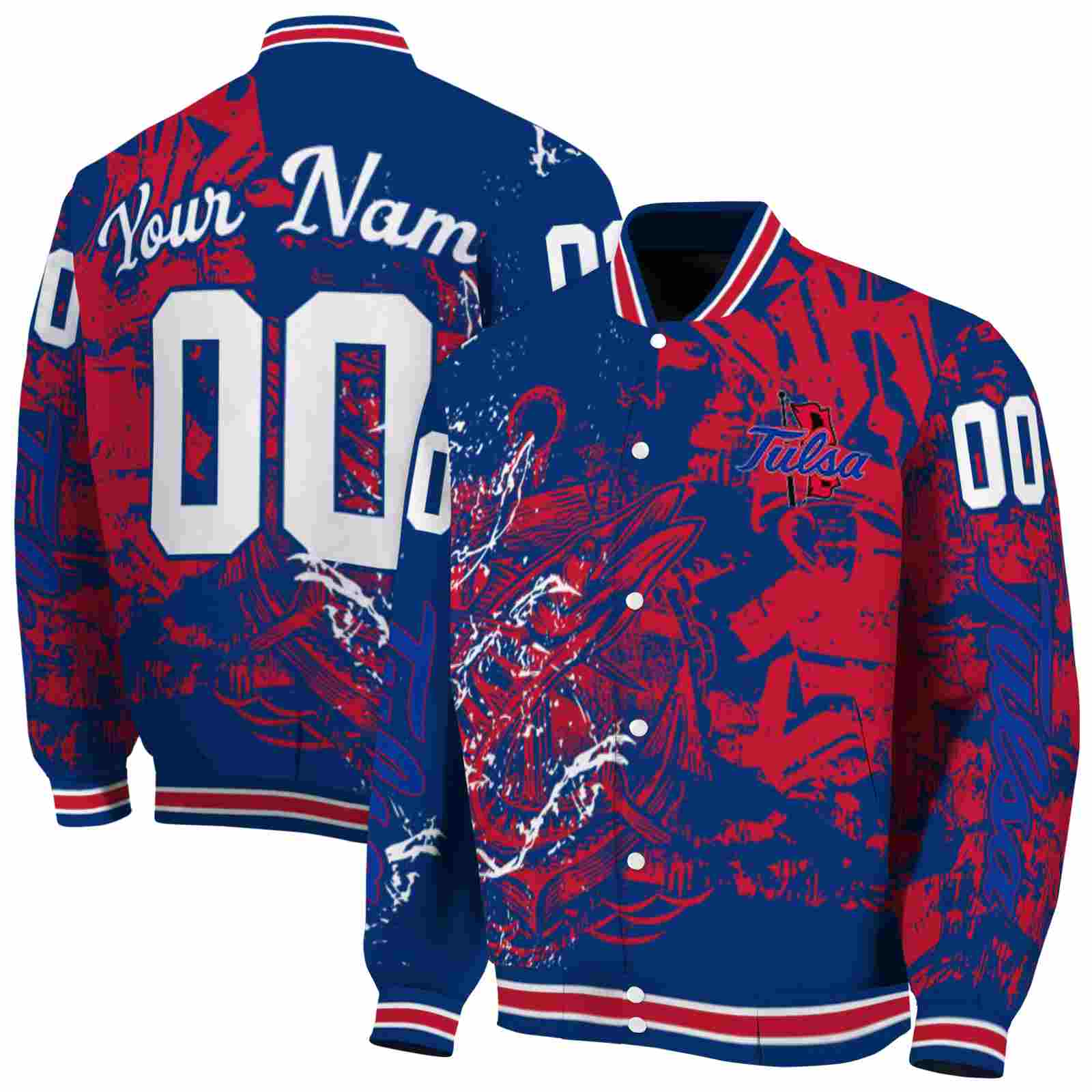 NcaaPersonalized Tulsa Golden Hurricane Fishing Art Blue Custom Baseball Jacket Sport Fans Gear