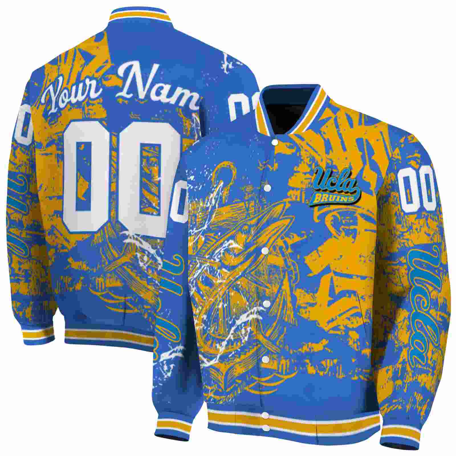 NcaaPersonalized UCLA Bruins Fishing Art Blue Custom Baseball Jacket Sport Fans Gear
