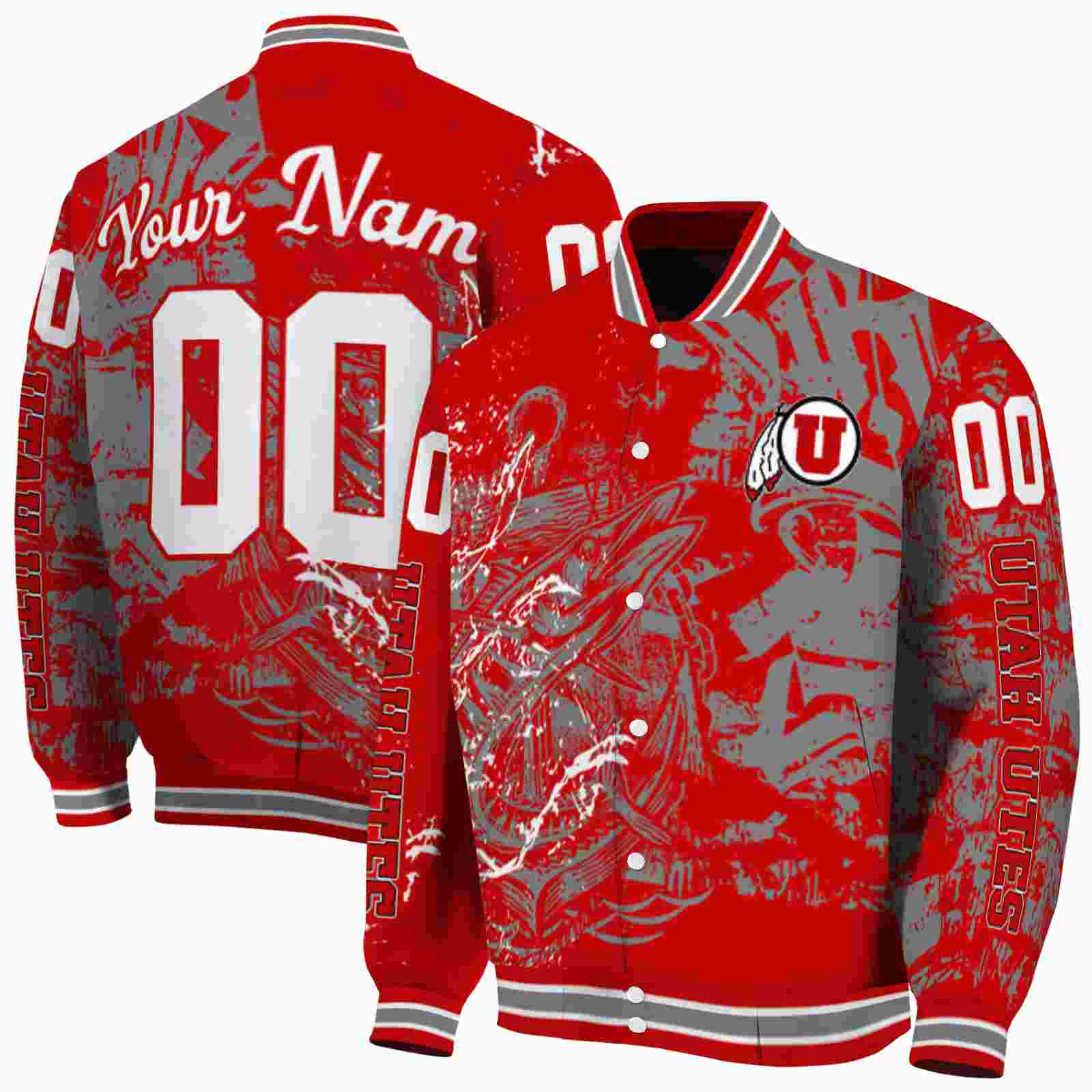 NcaaPersonalized Utah Utes Fishing Art Red Custom Baseball Jacket Sport Fans Gear