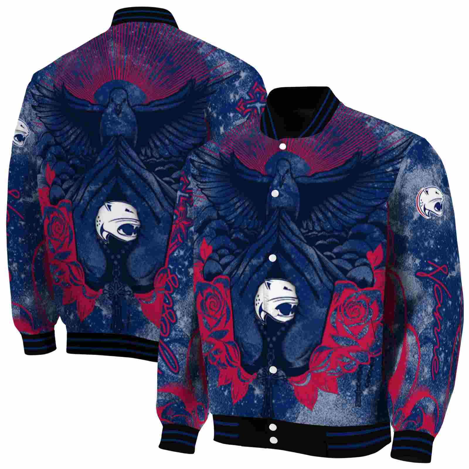NcaaSouth Alabama Jaguars Praying Hands Blue Custom Baseball Jacket Sport Fans Gear