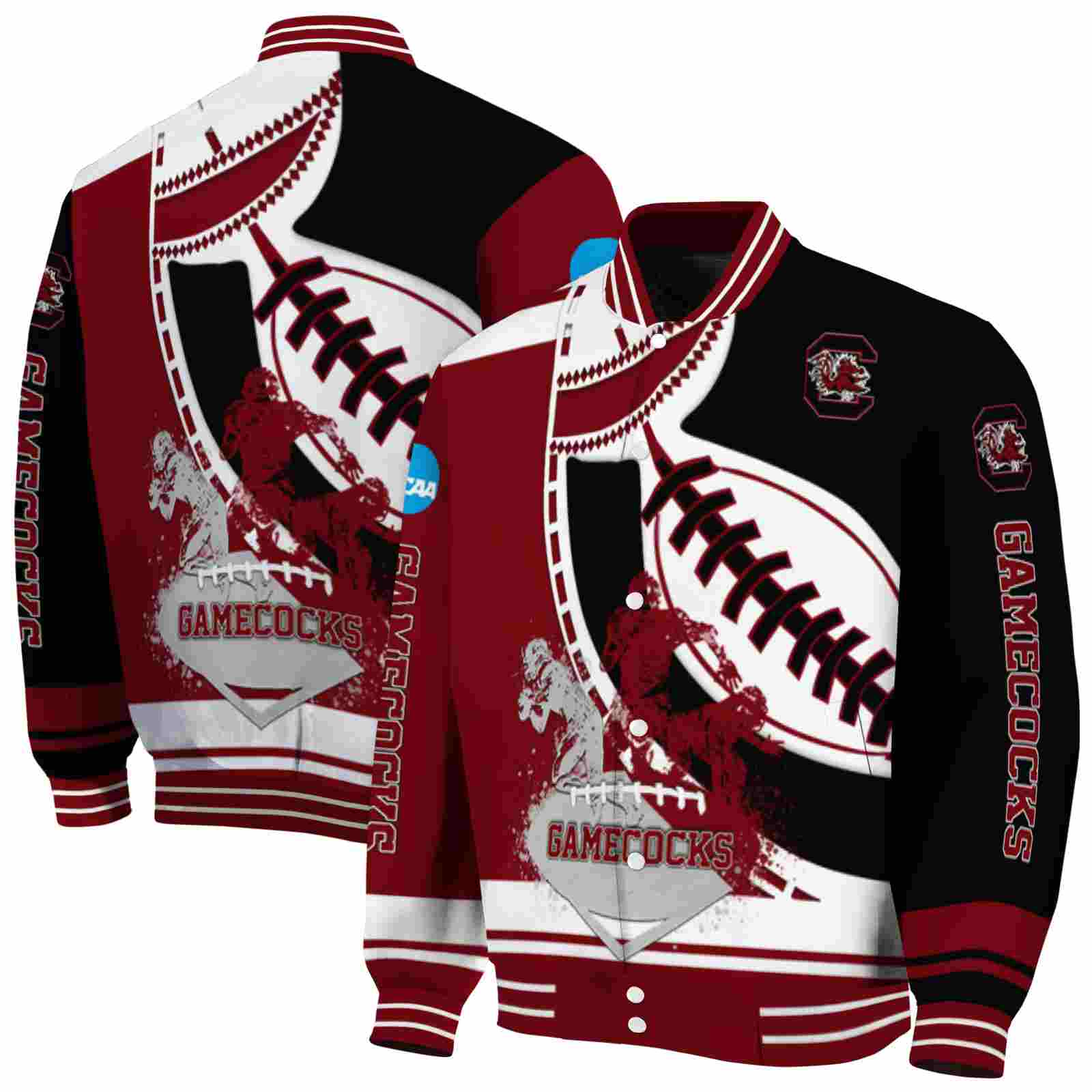 NcaaSouth Carolina Gamecocks Baseball Stitching Black White Custom Baseball Jacket Sport Fans Gear