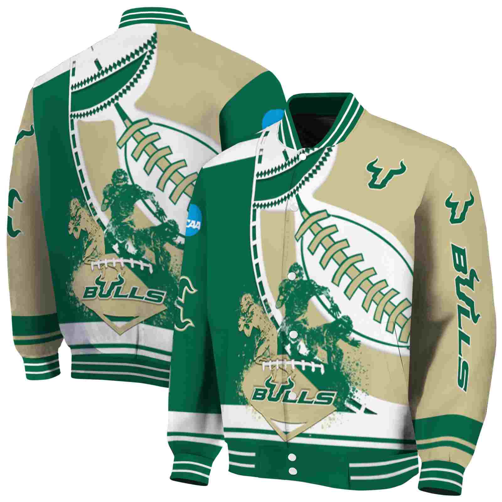 NcaaSouth Florida Bulls Baseball Stitching Gold White Custom Baseball Jacket Sport Fans Gear