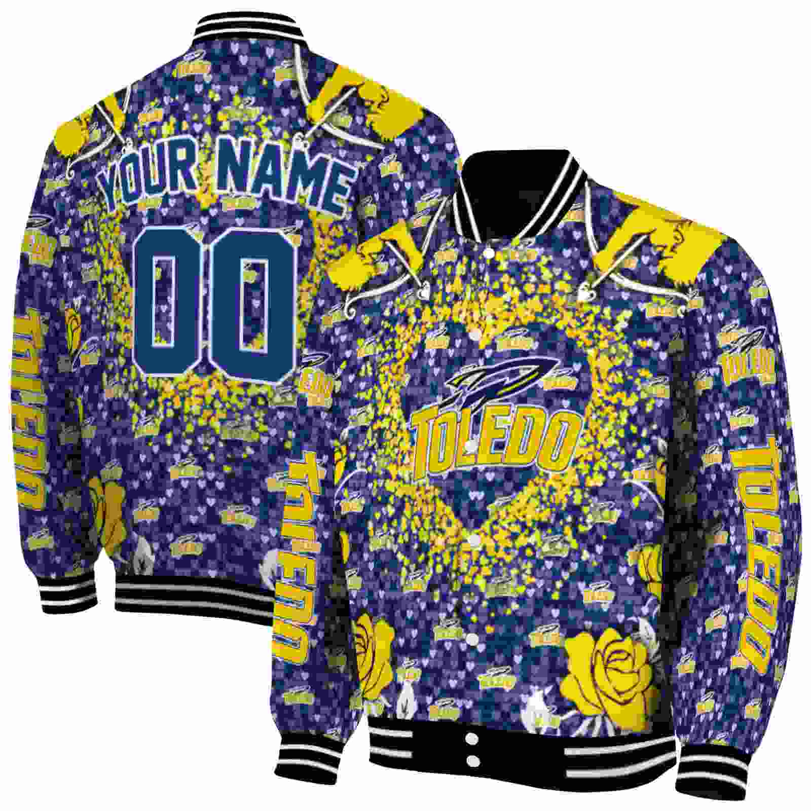 NcaaToledo Rockets Heart Explosion Blue Custom Baseball Jacket Sport Fans Gear