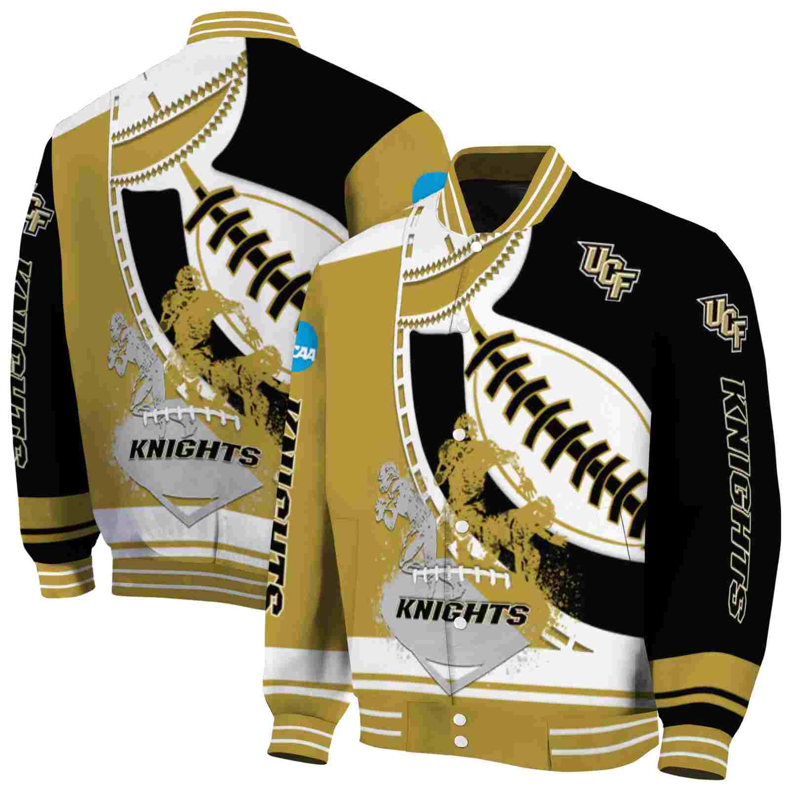 NcaaUCF Knights Baseball Stitching Black White Custom Baseball Jacket Sport Fans Gear