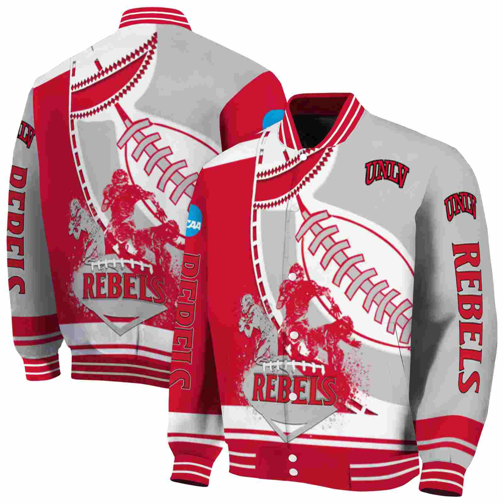 NcaaUNLV Rebels Baseball Stitching Gray White Custom Baseball Jacket Sport Fans Gear