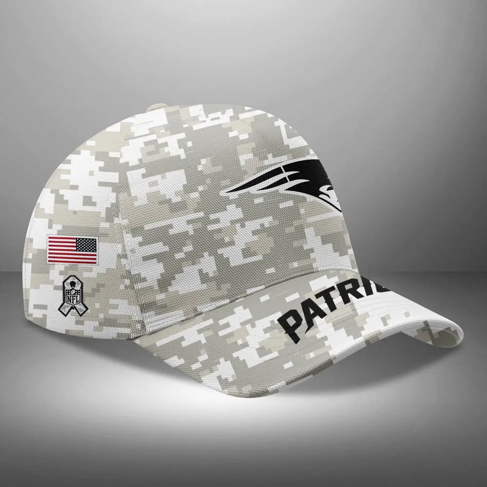 New England Patriots Nfl Arctic Camo 2024 Salute To Service Custom Name And Year Classic Cap Wcc1020