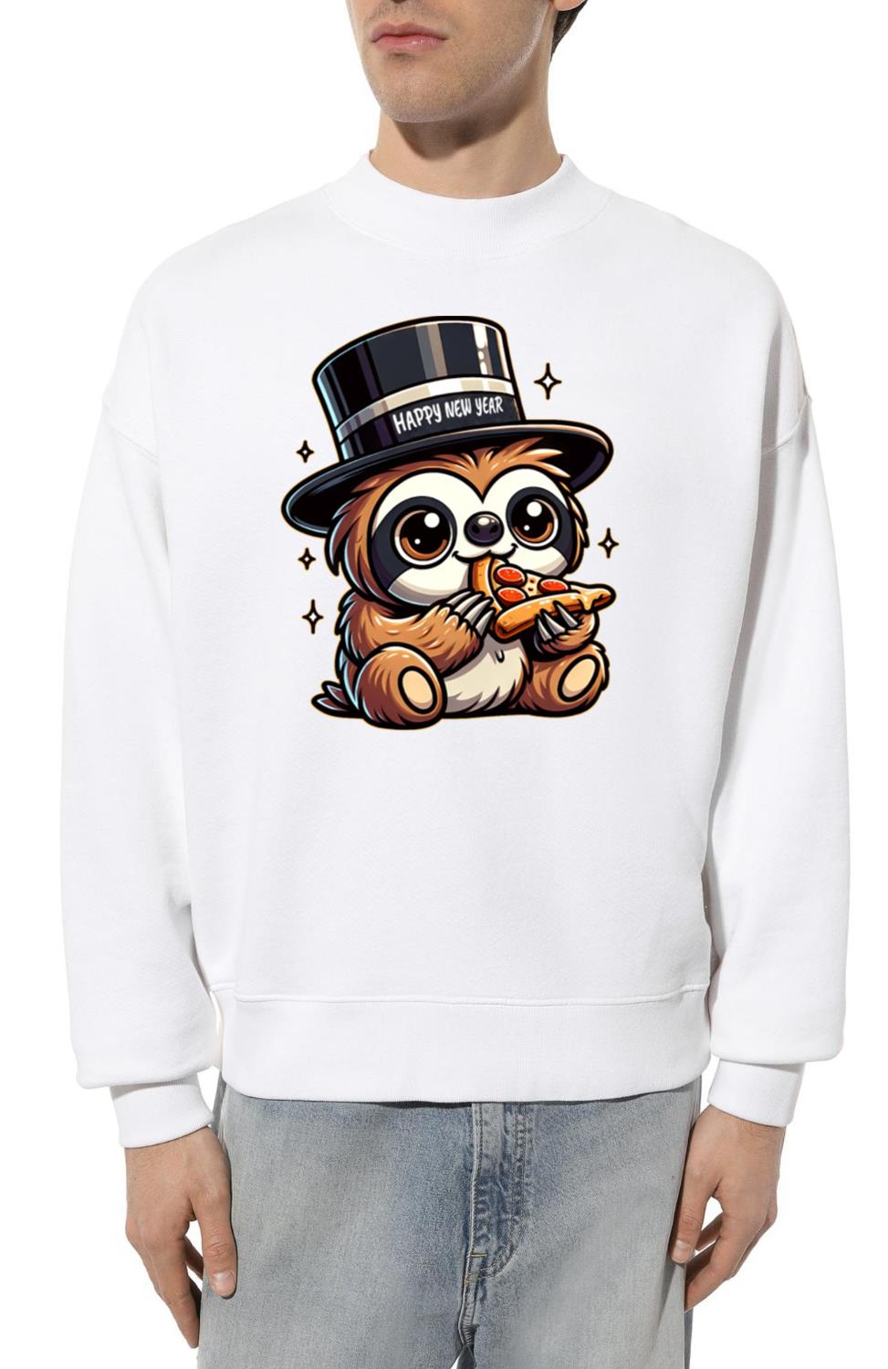 New Year's Eve Sloth Cute Comic Happy New Year - Unisex Sweatshirt