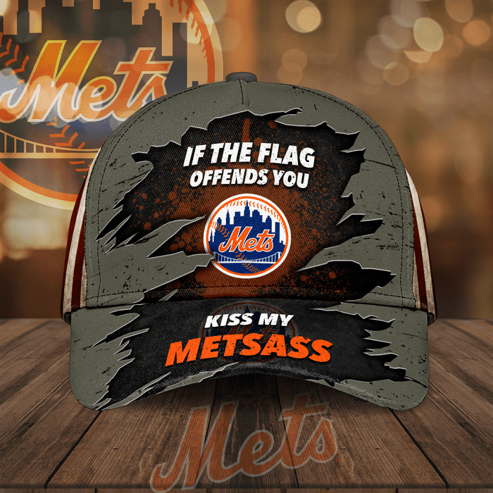 New York Mets If The Flag Offends You Kiss My Metsass 3D Classic Baseball Cap CNI2168