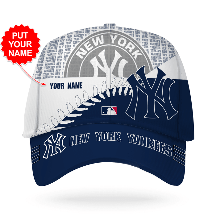 New York Yankees Baseball Team 3D Baseball Cap White MLB Custom Name CNI2006